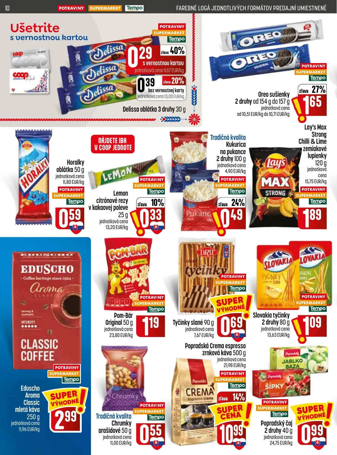 Coop Jednota leták, strana 10 z 28 — Delissa oblátka, Horalky oblátka, Oreo sušienky