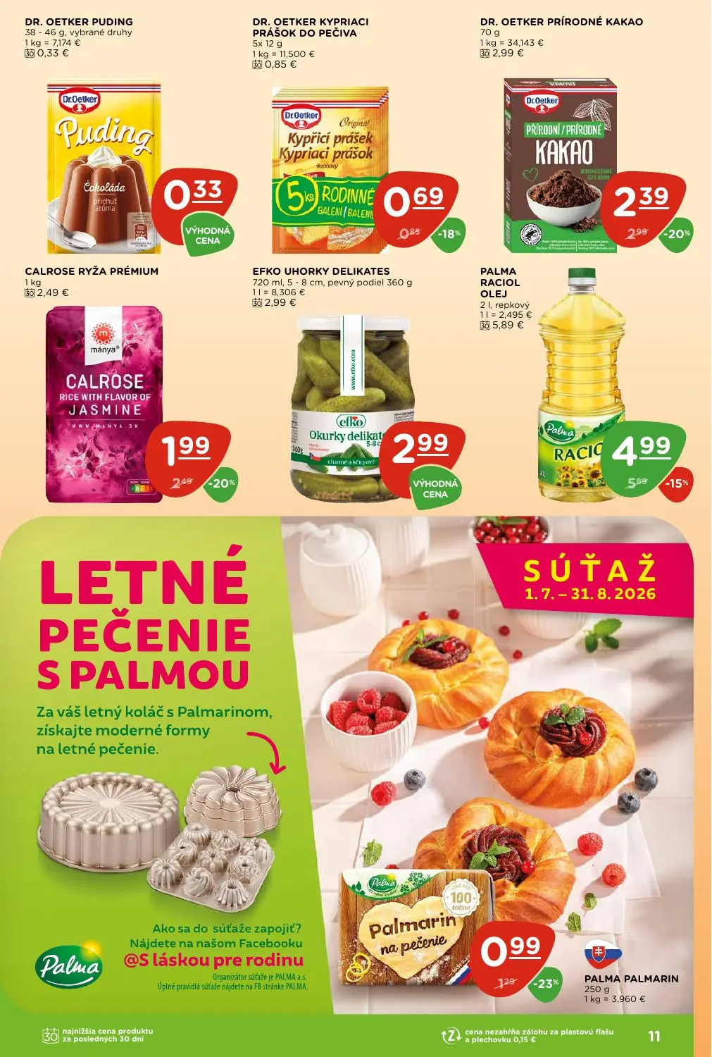 Terno leták, strana 11 z 29 — PALMA RACIOL OLEJ, DR. OETKER PRÍRODNÉ KAKAO, CALROSE RYŽA PRÉMIUM