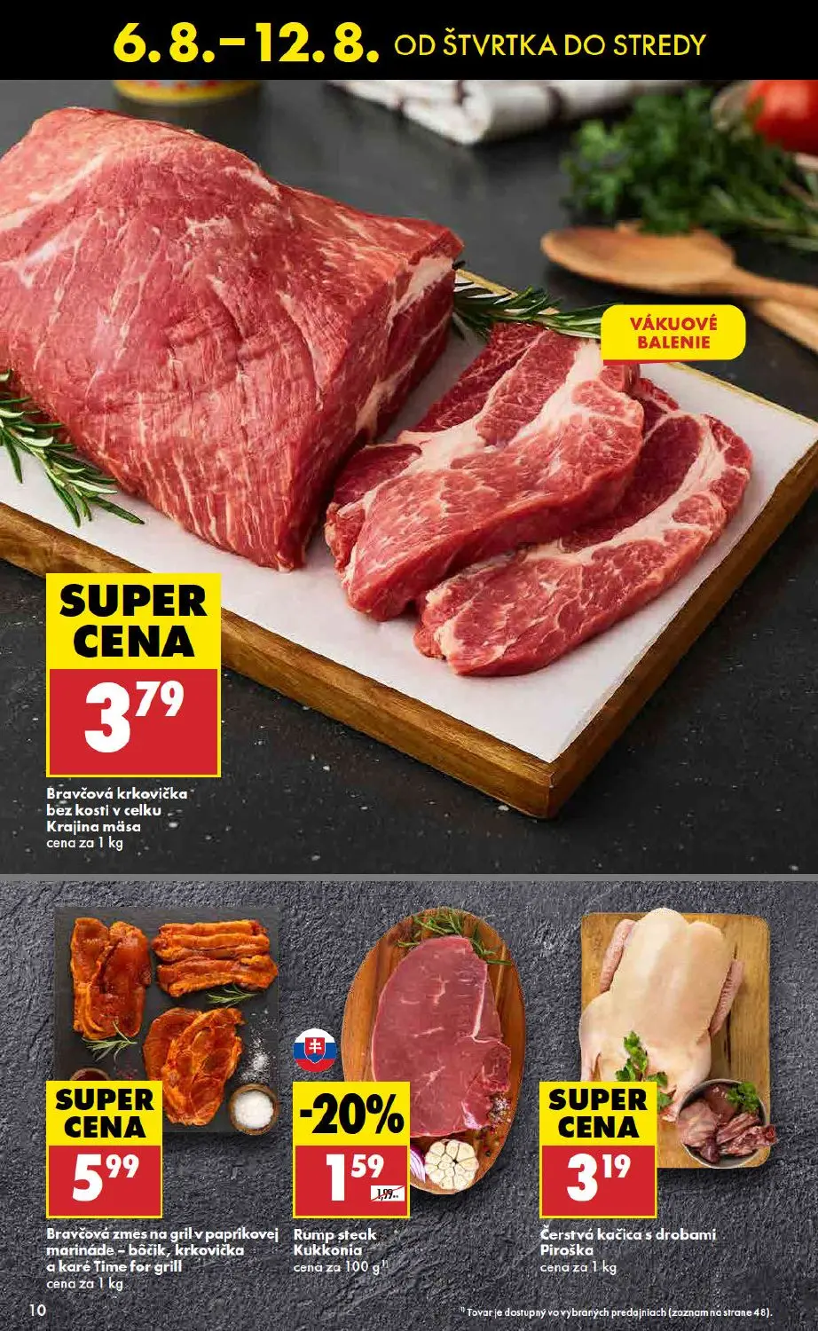 Biedronka leták, strana 10 z 48 — Rump steak Kukkonia, Bravčová krkovička bez kosti v celku, Bravčová zmes na gril v papriko…