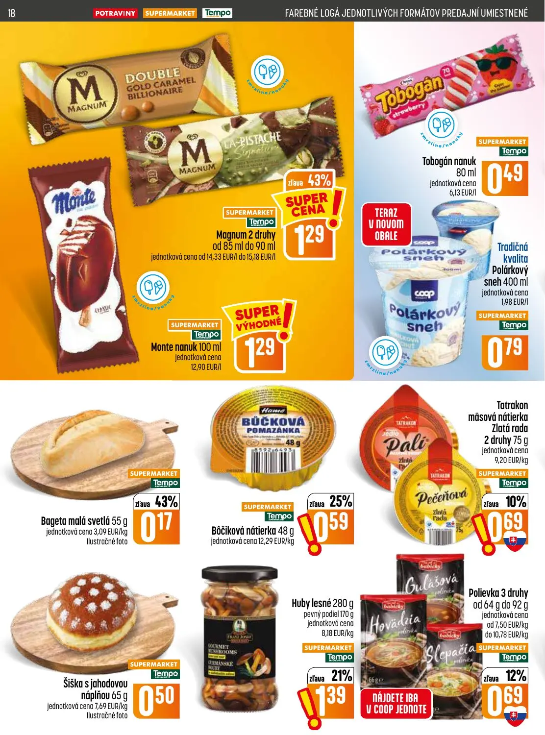Coop Jednota leták, strana 18 z 28 — Magnum, Tobogán nanuk, Monte nanuk