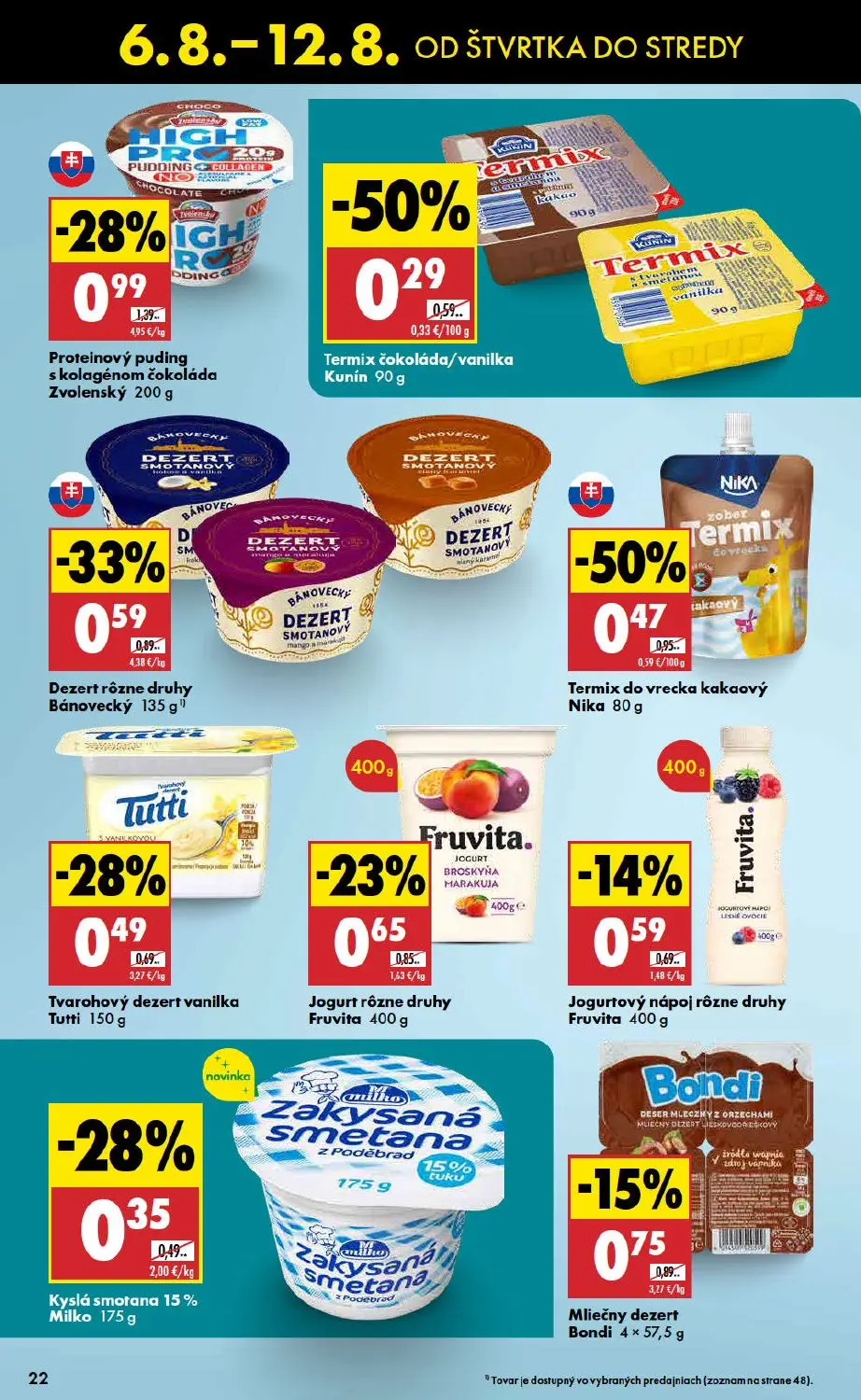 Biedronka leták, strana 22 z 48 — Termix do vrecka kakaový Nika, Proteinový puding s kolagénom čokoláda Zvolenský, Termix čo…