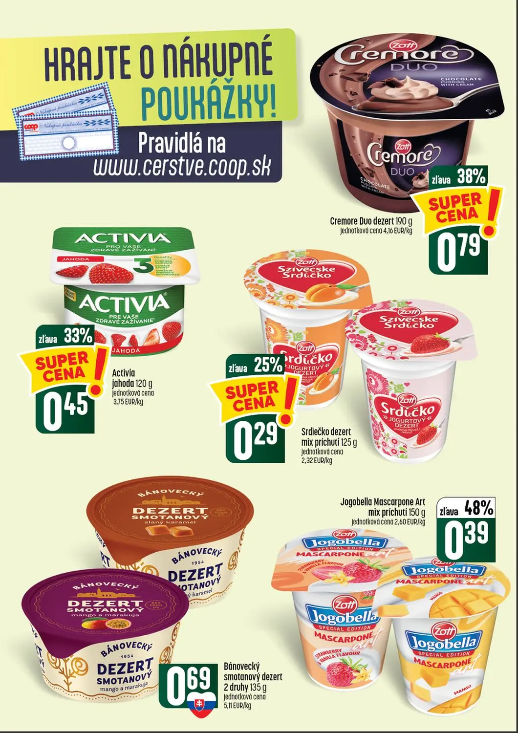 Coop Tempo leták, strana 22 z 56 — Cremore Duo dezert, Activia jahoda, Srdiečko dezert mix príchutí