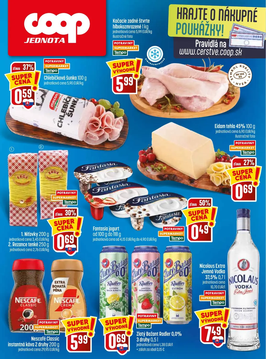 Coop Jednota leták, strana 28 z 28 — Fantasia jogurt, Nescafé Classic instantná káva, Zlatý Bažant Radler 0,0%