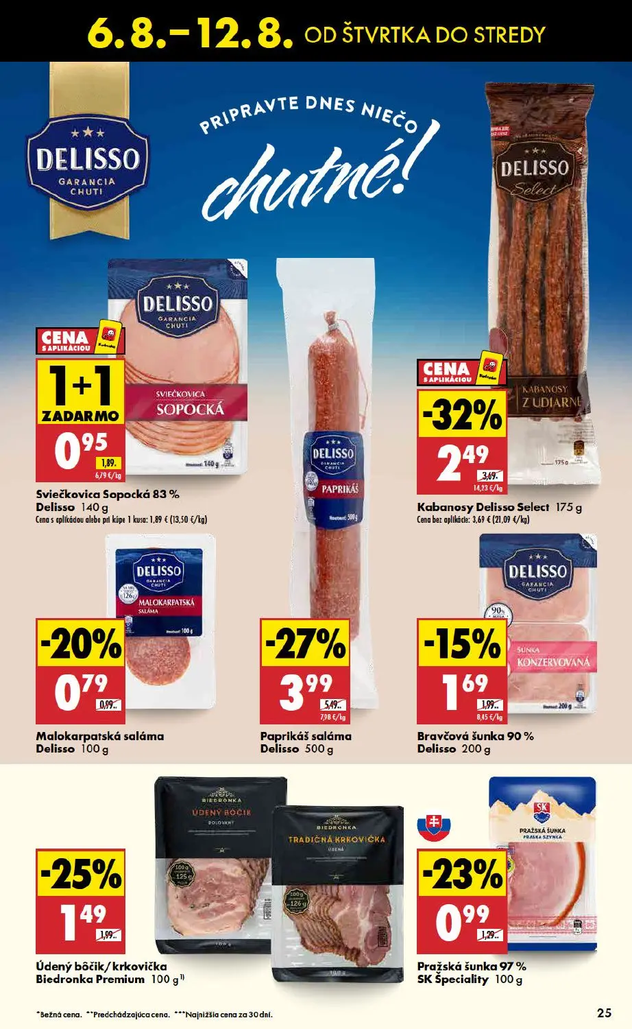 Biedronka leták, strana 25 z 48 — Paprikáš saláma Delisso, Kabanosy Delisso Select, Sviečkovica Sopocká 83% Delisso