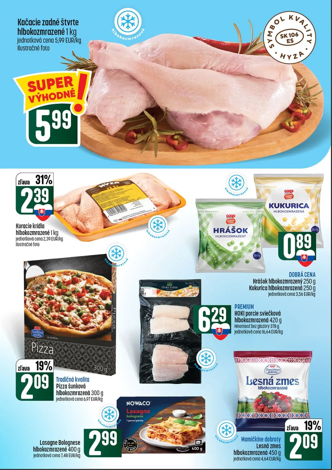 Coop Tempo leták, strana 24 z 56 — Kačacie zadné štvrte hlbokozmrazené, Kuracie krídla hlbokozmrazené, Hrášok hlbokozmrazený