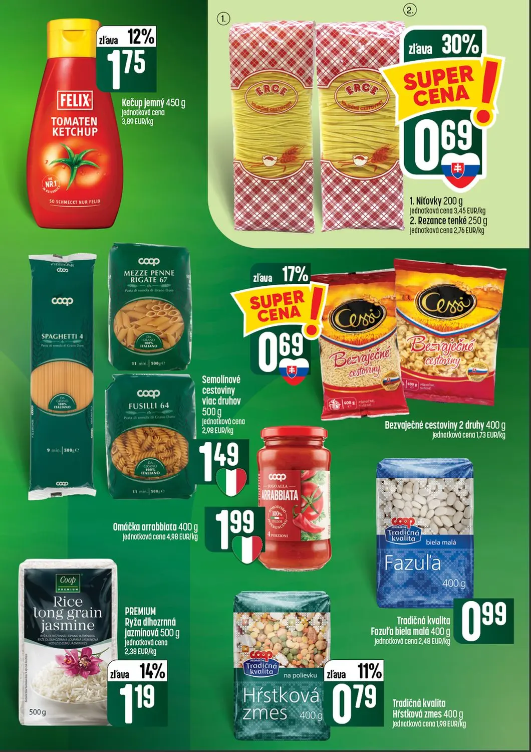 Coop Tempo leták, strana 33 z 56 — Niťovky, Rezance tenké, Semolínové cestoviny