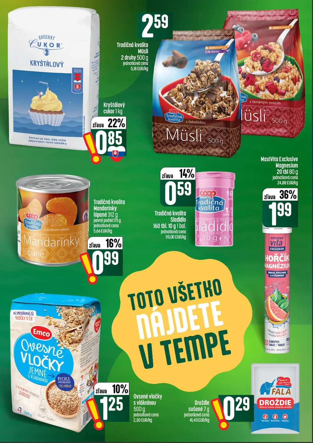 Coop Tempo leták, strana 35 z 56 — Kryštálový cukor 1 kg, Müsli, Mandarínky lúpané