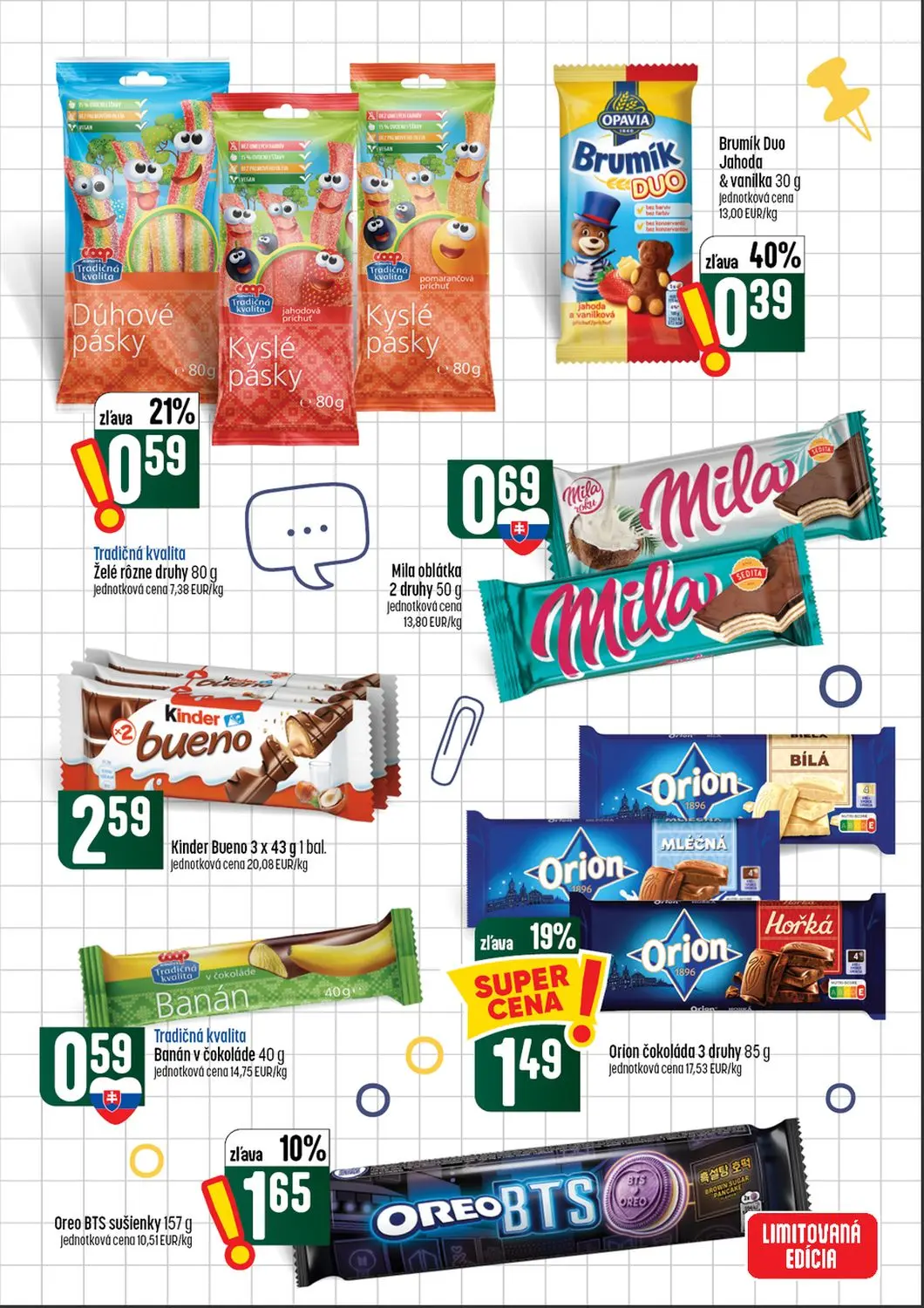 Coop Tempo leták, strana 37 z 56 — Želé rôzne druhy, Brumík Duo Jahoda & vanilka, Mila oblátka 2 druhy