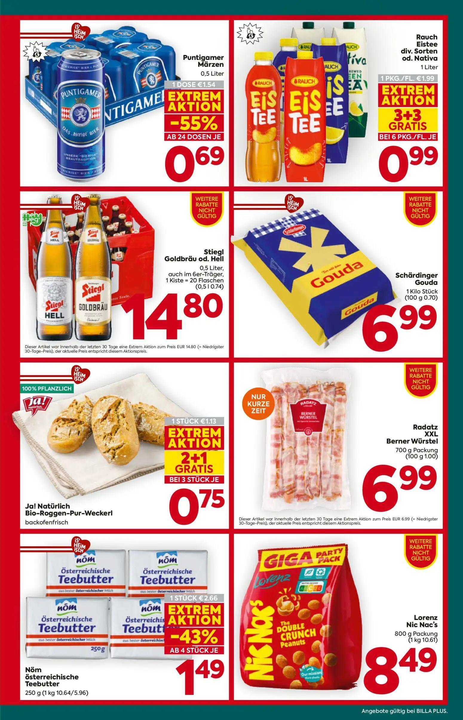 Billa Plus Prospekt, Seite 7 von 16 — Rauch Eistee div. Sorten od. Nativa, Lorenz Nic Nac's