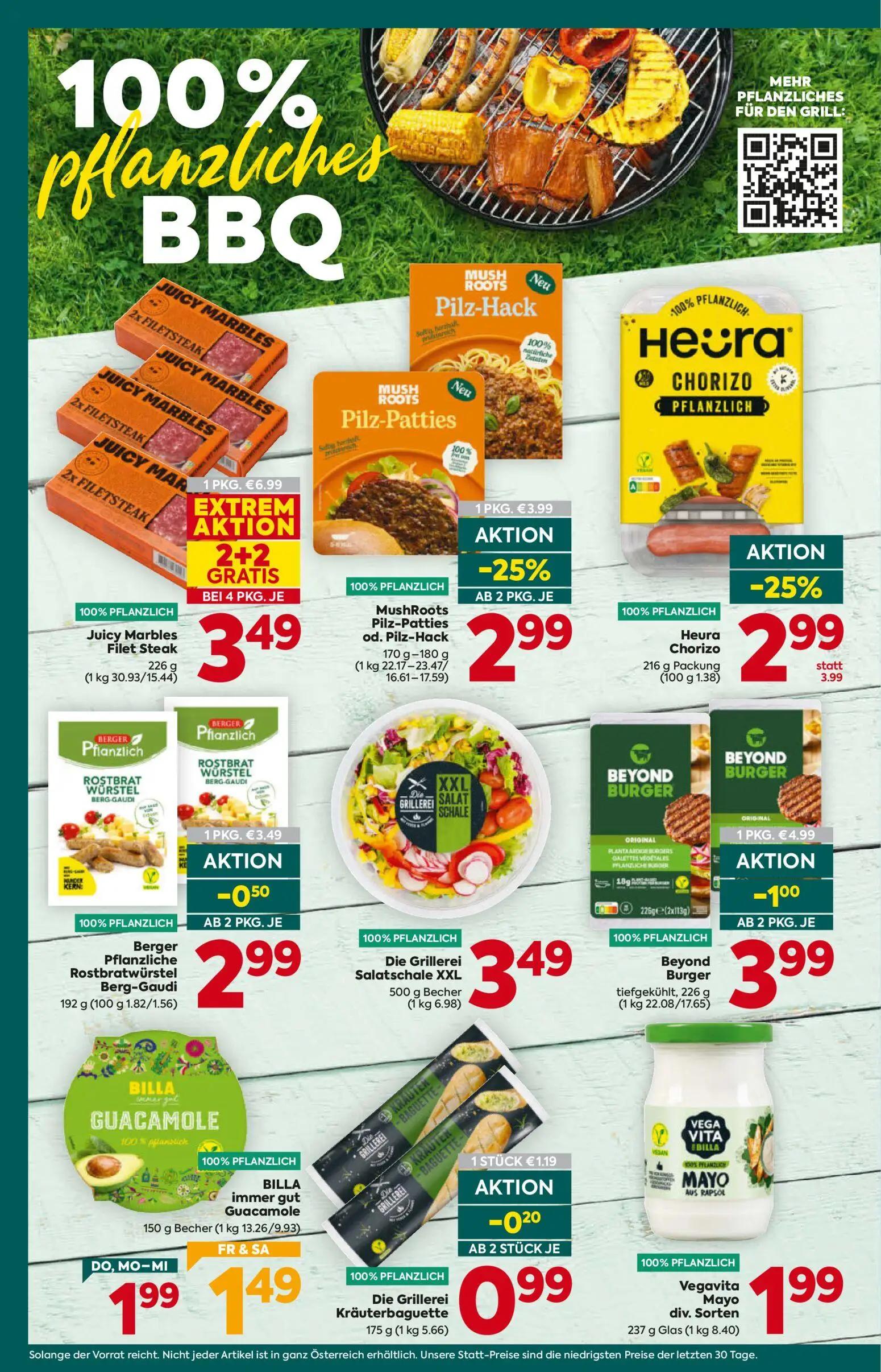 Billa Plus Prospekt, Seite 10 von 16 — Juicy Marbles Filet Steak, MushRoots Pilz-Patties od. Pilz-Hack, Heura Chorizo