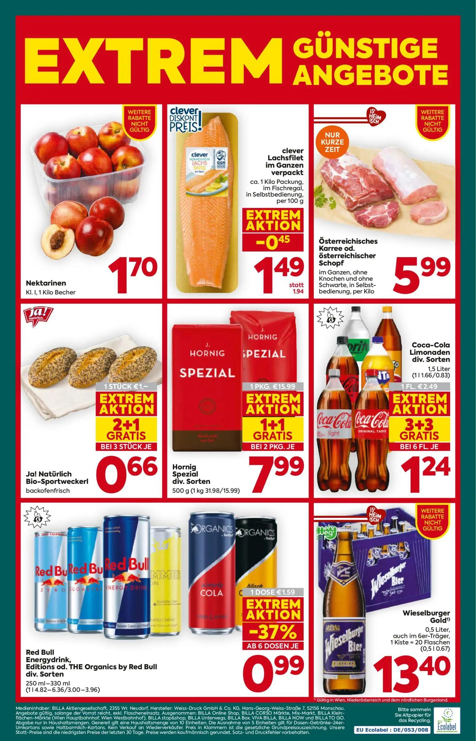 Billa Plus Prospekt, Seite 16 von 16 — Coca-Cola Limonaden, Red Bull Energydrink, Editions od. THE Organics by Red Bull