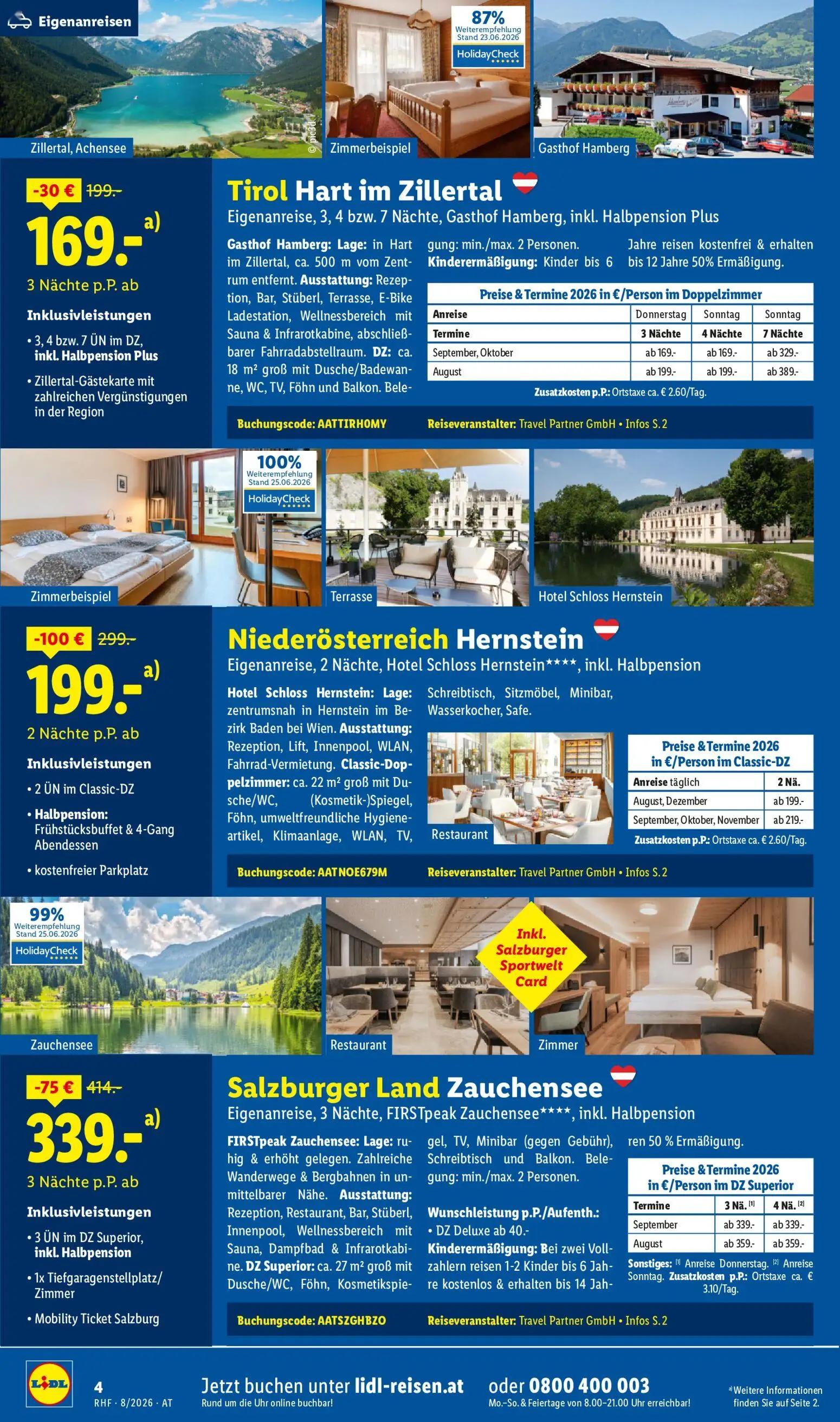 Lidl Prospekt, Seite 4 von 20 — Niederösterreich Hernstein, Salzburger Land Zauchensee, Tirol Hart im Zillertal