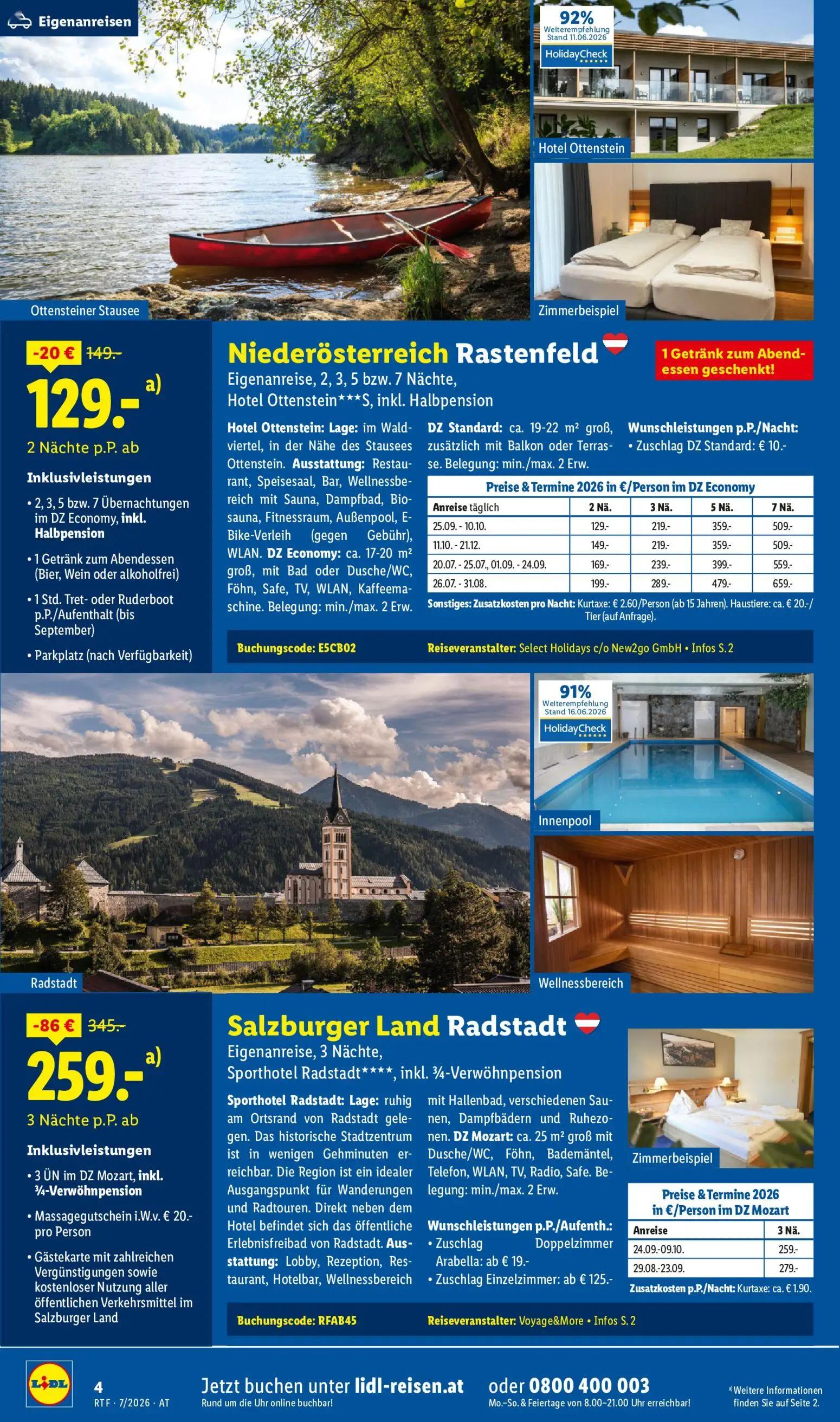 Lidl Prospekt, Seite 4 von 24 — Eigenanreise Sporthotel Radstadt****, Eigenanreise Hotel Ottenstein***S