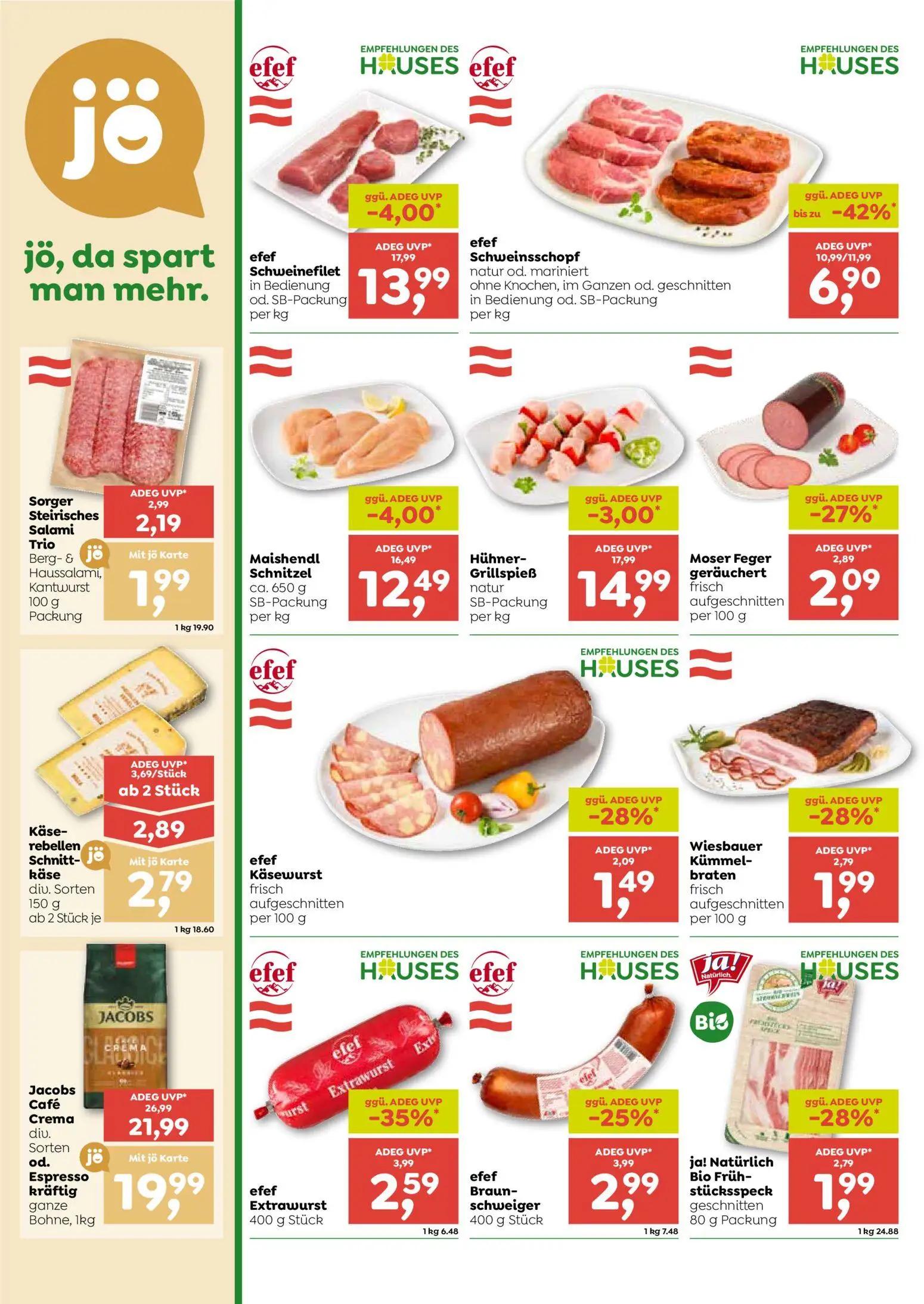ADEG Prospekt, Seite 4 von 8 — Jacobs Café Crema, efef Schweinsschopf, efef Schweinefilet