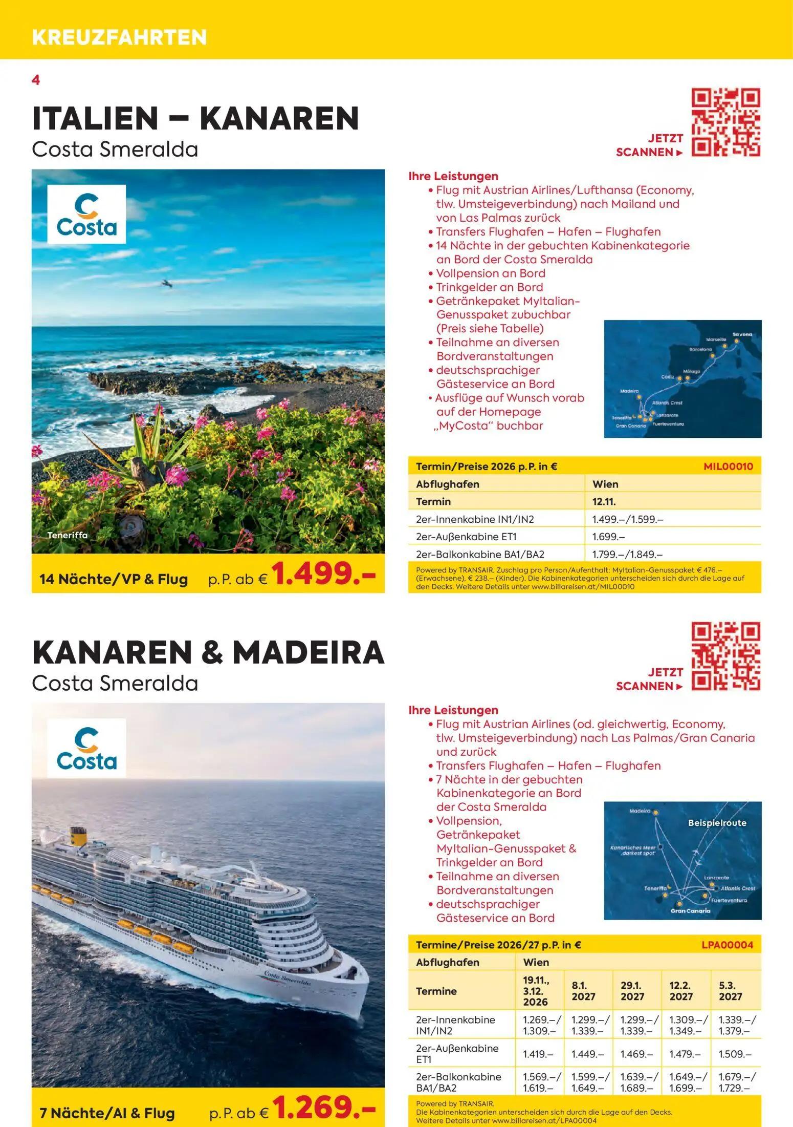 Billa Prospekt, Seite 4 von 24 — ITALIEN - KANAREN
Costa Smeralda, KANAREN & MADEIRA
Costa Smeralda