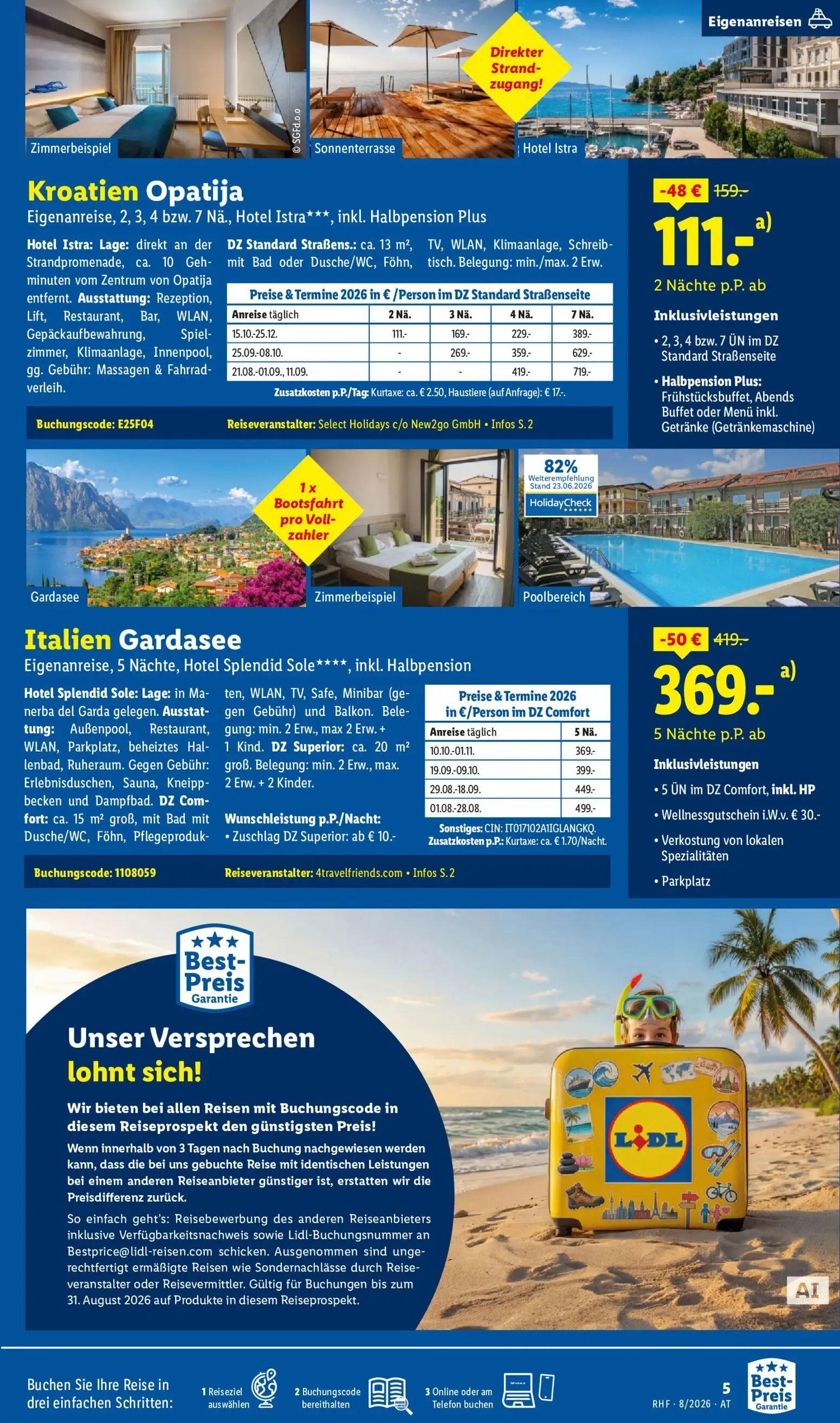 Lidl Prospekt, Seite 5 von 20 — Italien Gardasee, Kroatien Opatija