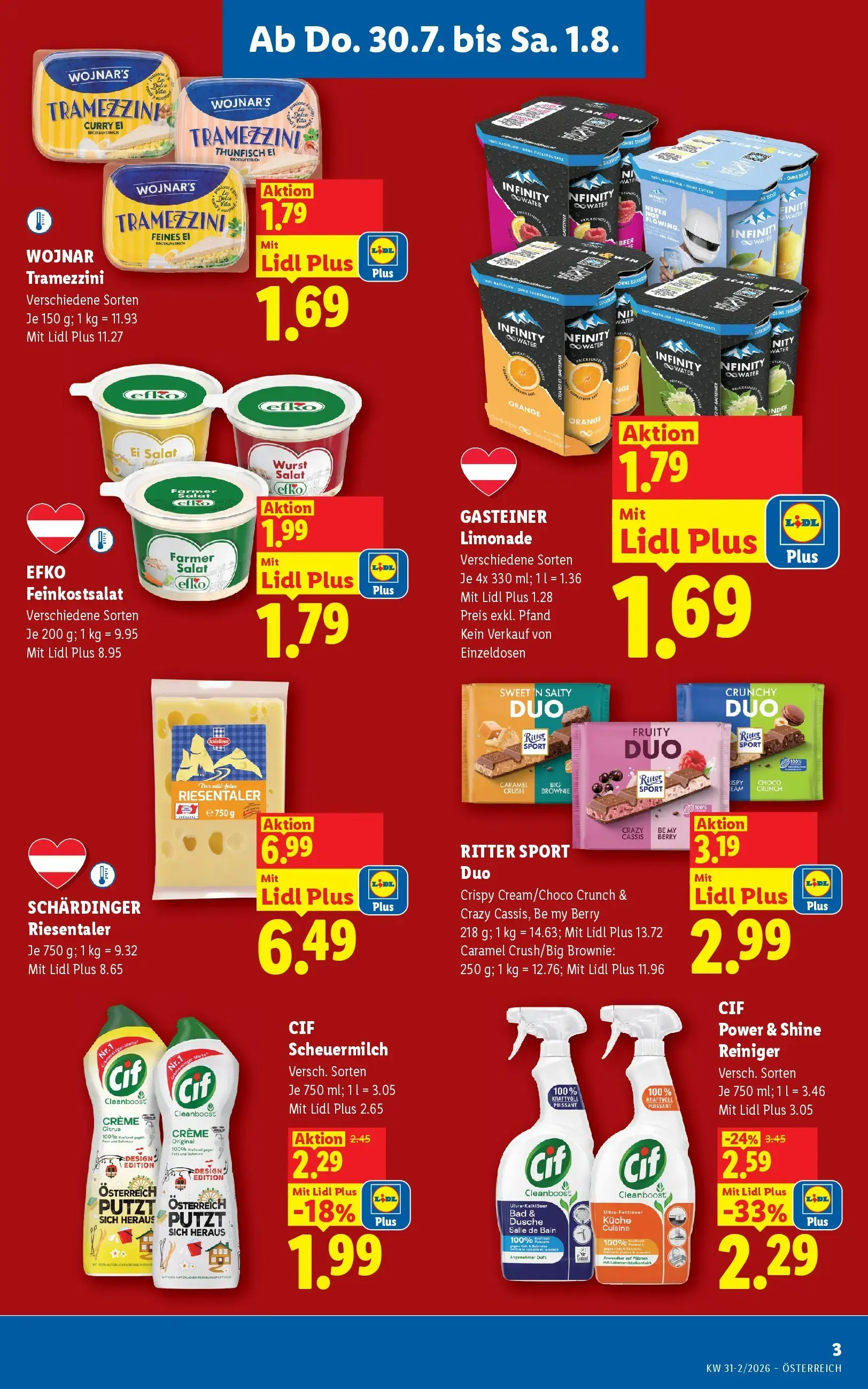 Lidl Prospekt, Seite 3 von 51 — CIF Power & Shine Reiniger, SCHÄRDINGER Riesentaler, CIF Scheuermilch