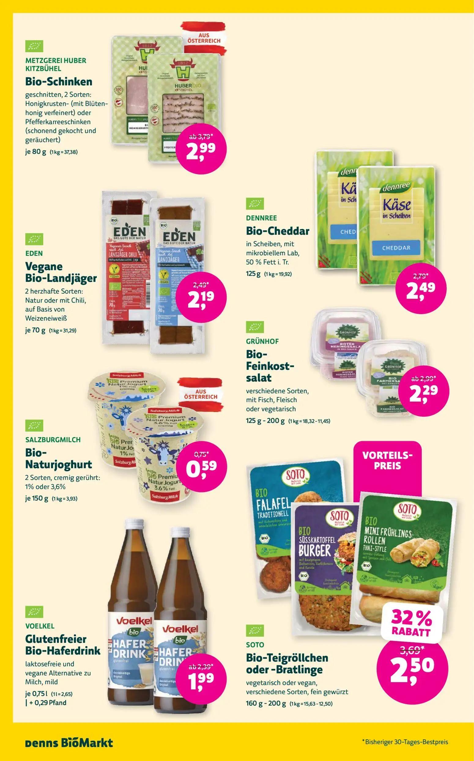 Denns BioMarkt Prospekt, Seite 6 von 14 — Bio-Teigröllchen oder -Bratlinge, Bio-Schinken, Bio-Feinkostsalat