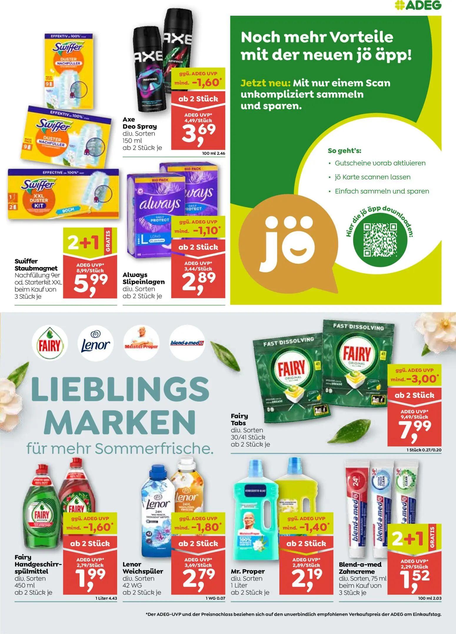 ADEG Prospekt, Seite 7 von 8 — Swiffer Staubmagnet, Fairy Tabs, Lenor Weichspüler