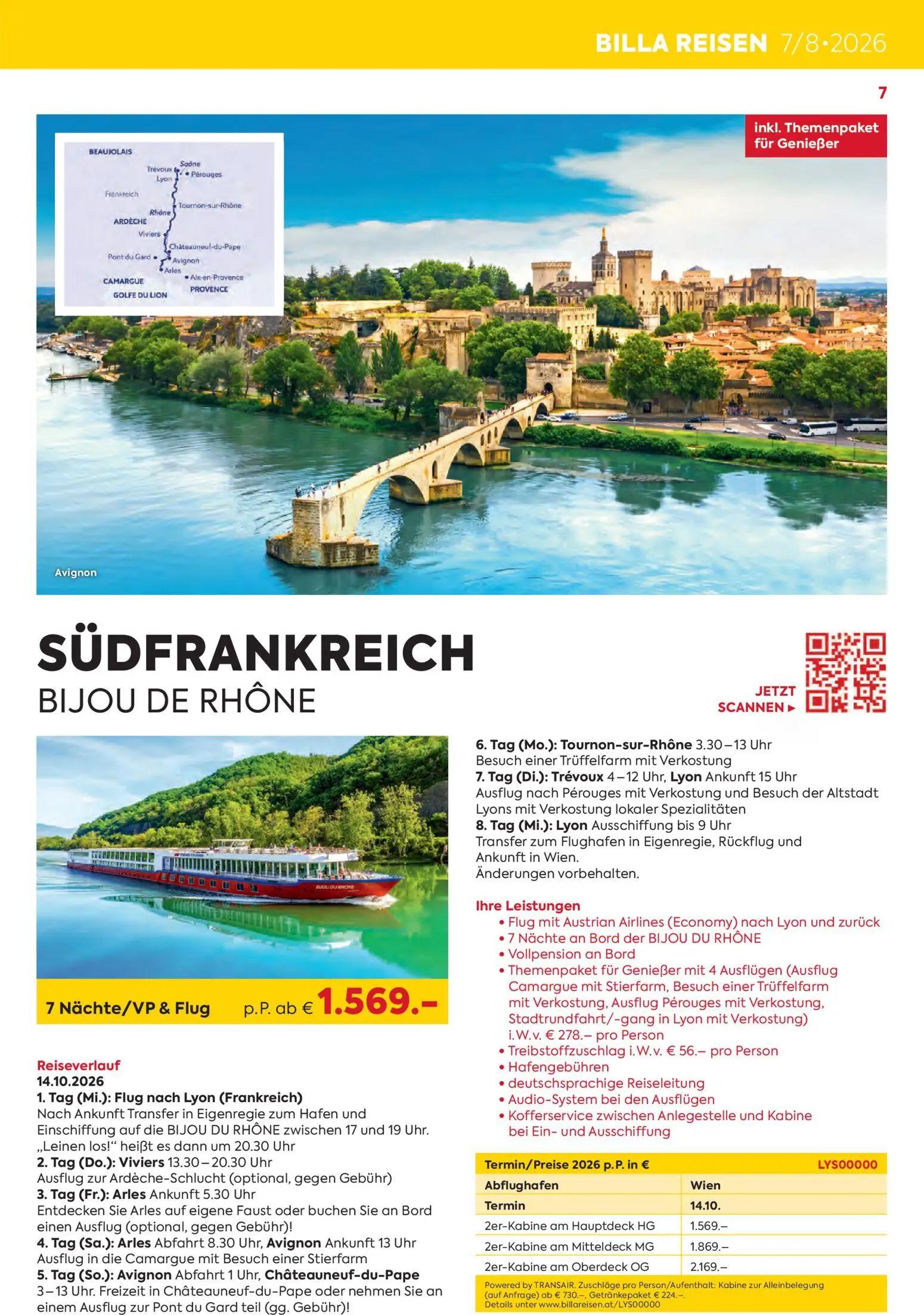 Billa Prospekt, Seite 7 von 24 — 7 Nächte/VP & Flug, 2er-Kabine am Hauptdeck HG, 2er-Kabine am Mitteldeck MG