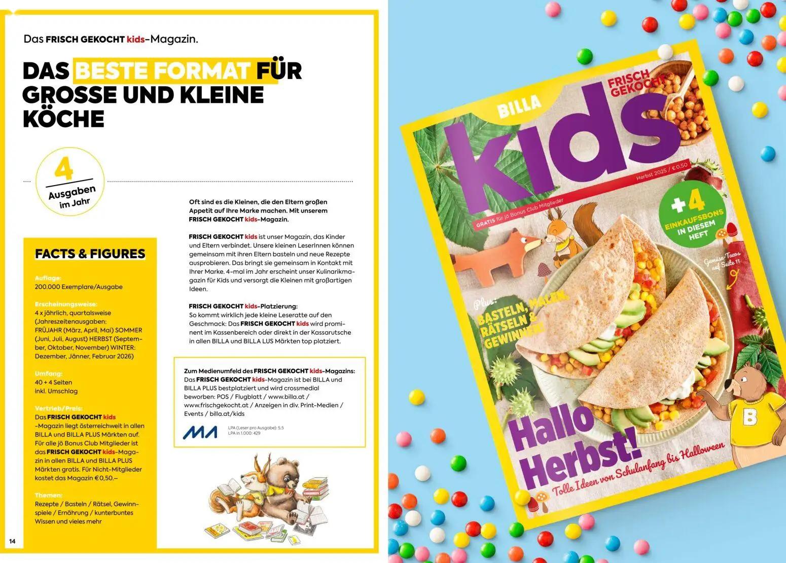 Billa Prospekt, Seite 8 von 17 — FRISCH GEKOCHT kids-Magazin