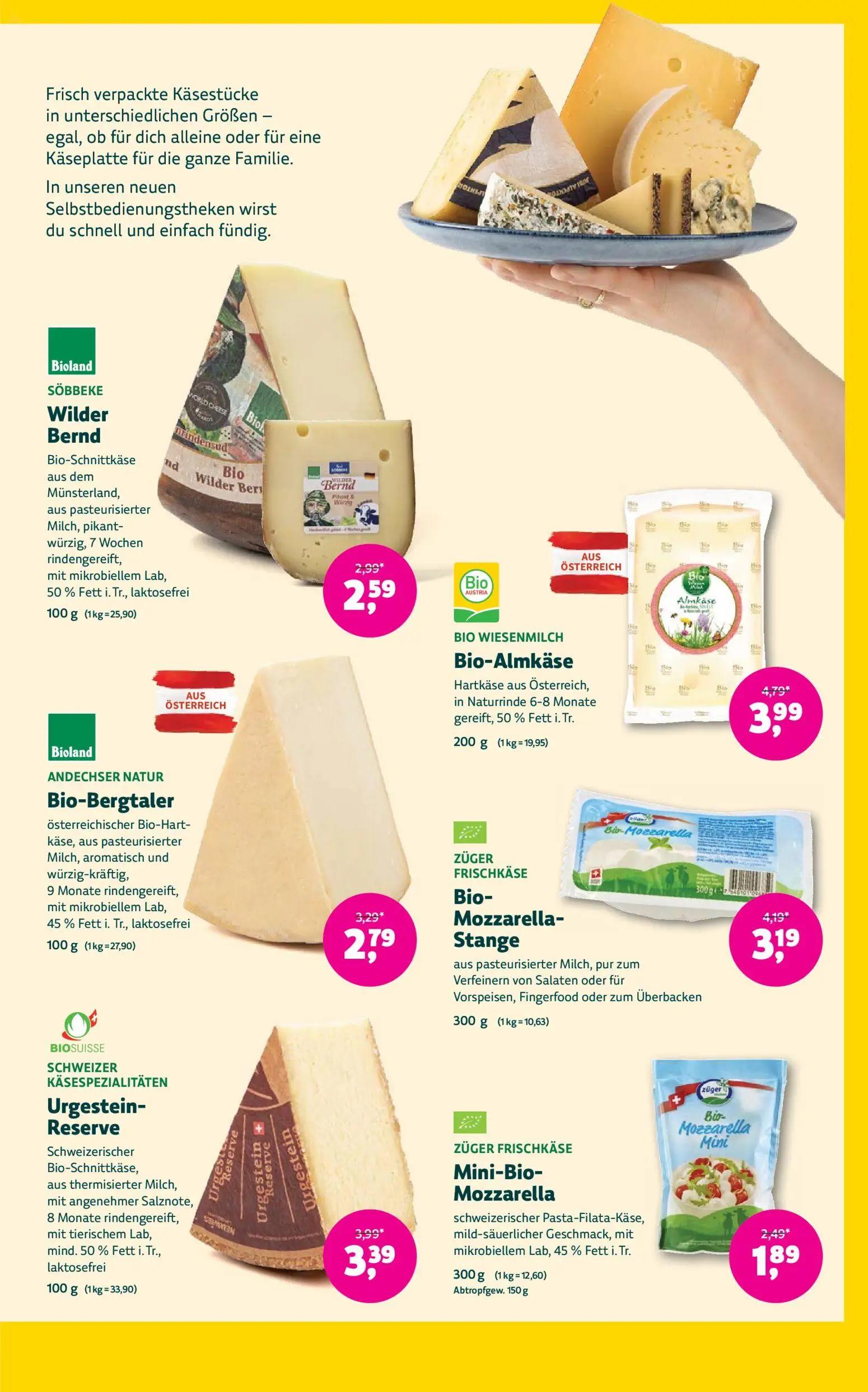 Denns BioMarkt Prospekt, Seite 7 von 14 — Bio-Mozzarella-Stange, Bio-Almkäse, Urgestein-Reserve