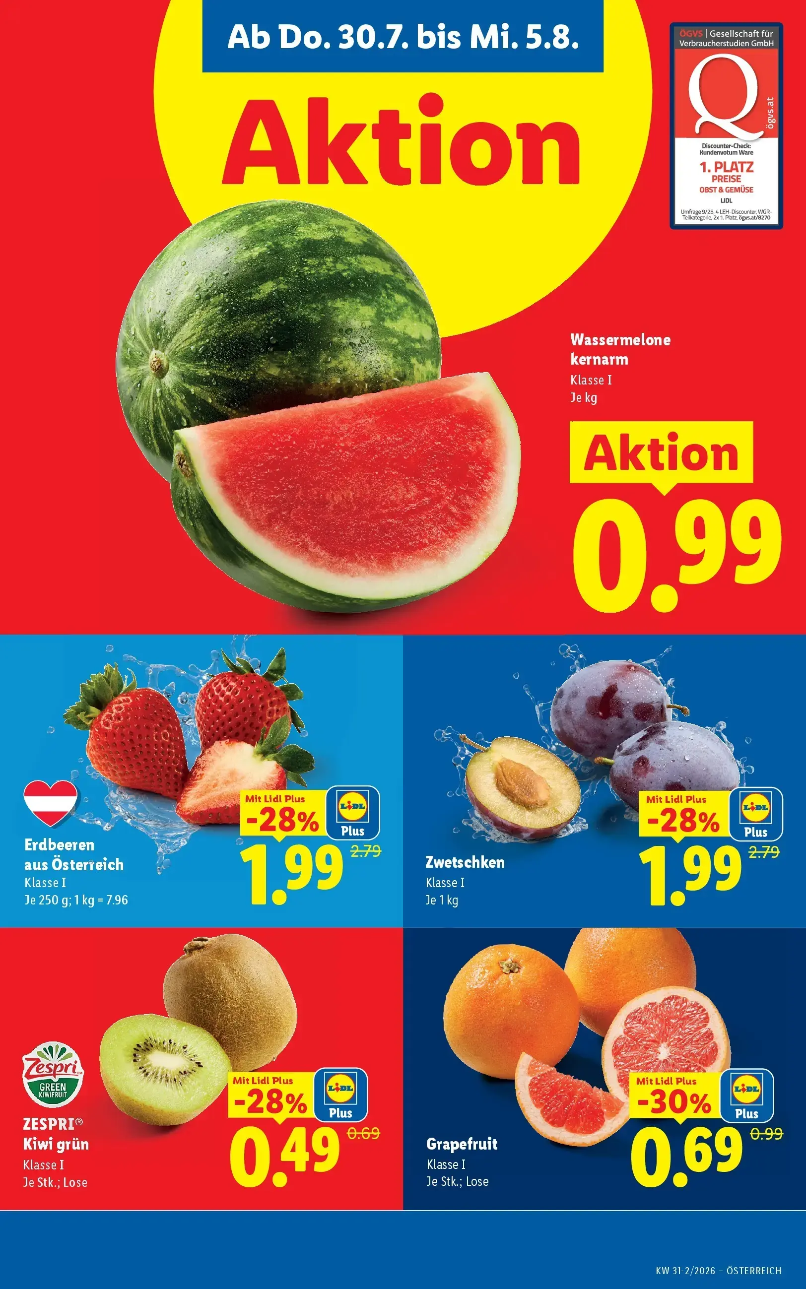 Lidl Prospekt, Seite 5 von 51 — Erdbeeren aus Österreich, Zwetschken, Grapefruit