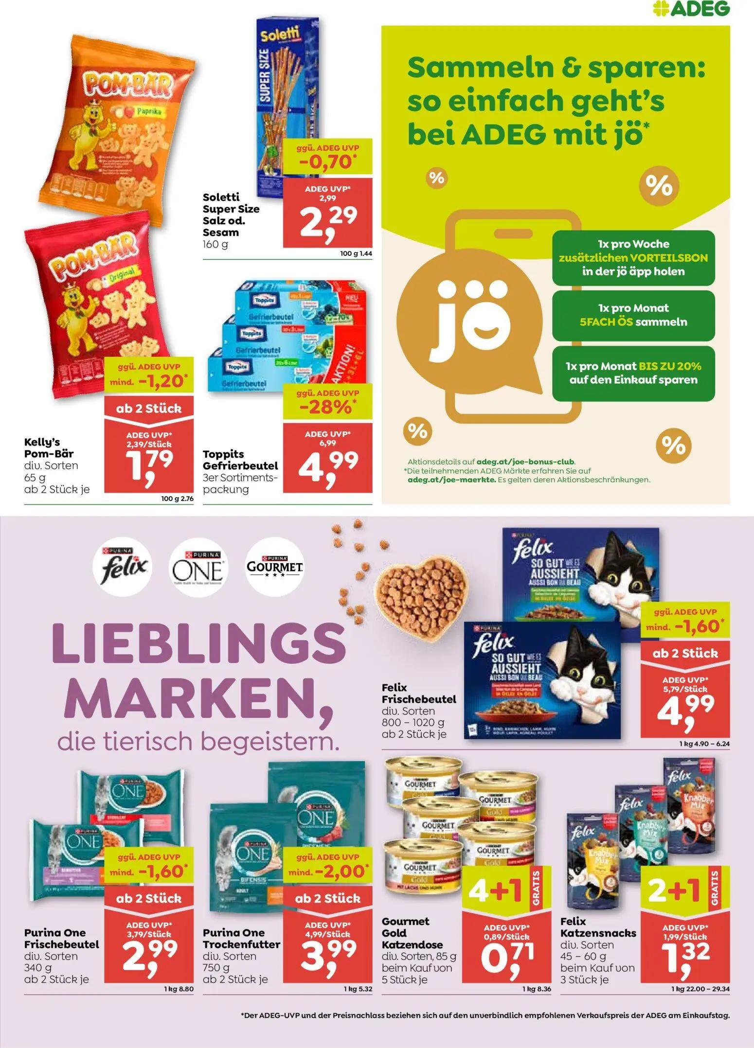 ADEG Prospekt, Seite 7 von 8 — Purina One Trockenfutter, Felix Frischebeutel, Purina One Frischebeutel