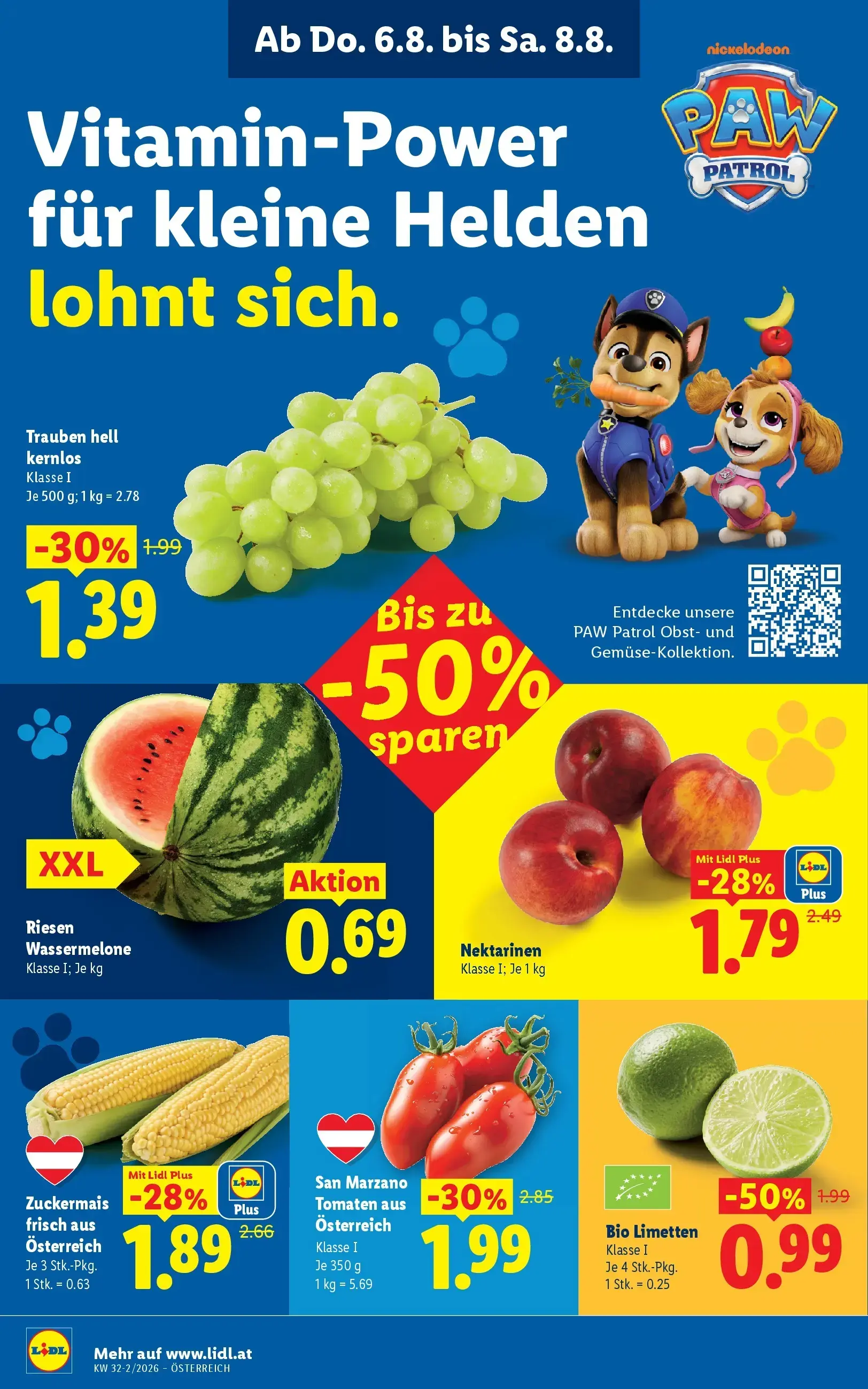 Lidl Prospekt, Seite 6 von 49 — Bio Limetten, San Marzano Tomaten aus Österreich, Zuckermais frisch aus Österreich