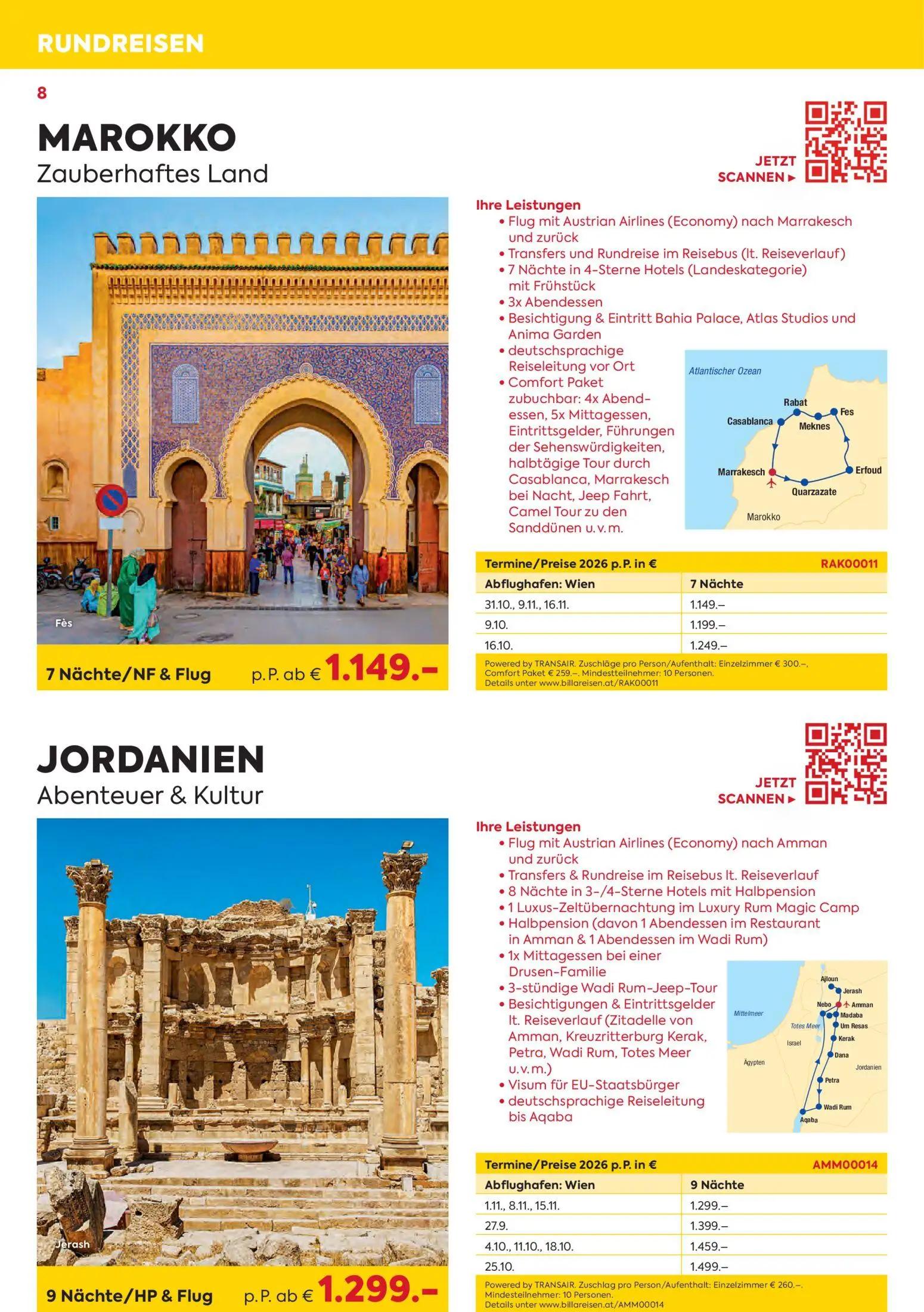 Billa Prospekt, Seite 8 von 16 — JORDANIEN Abenteuer & Kultur, MAROKKO Zauberhaftes Land