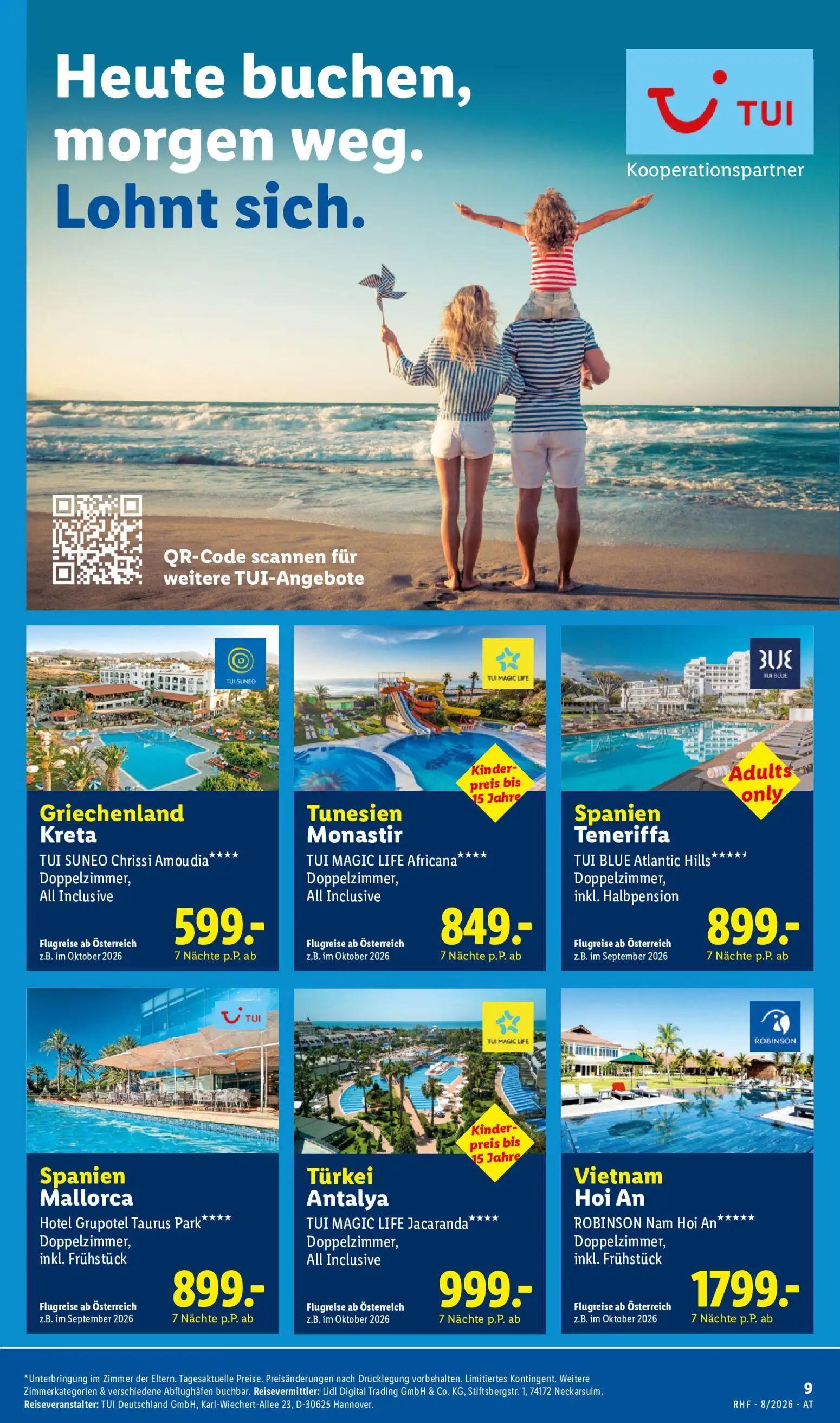Lidl Prospekt, Seite 9 von 20 — Griechenland Kreta, Spanien Mallorca, Türkei Antalya