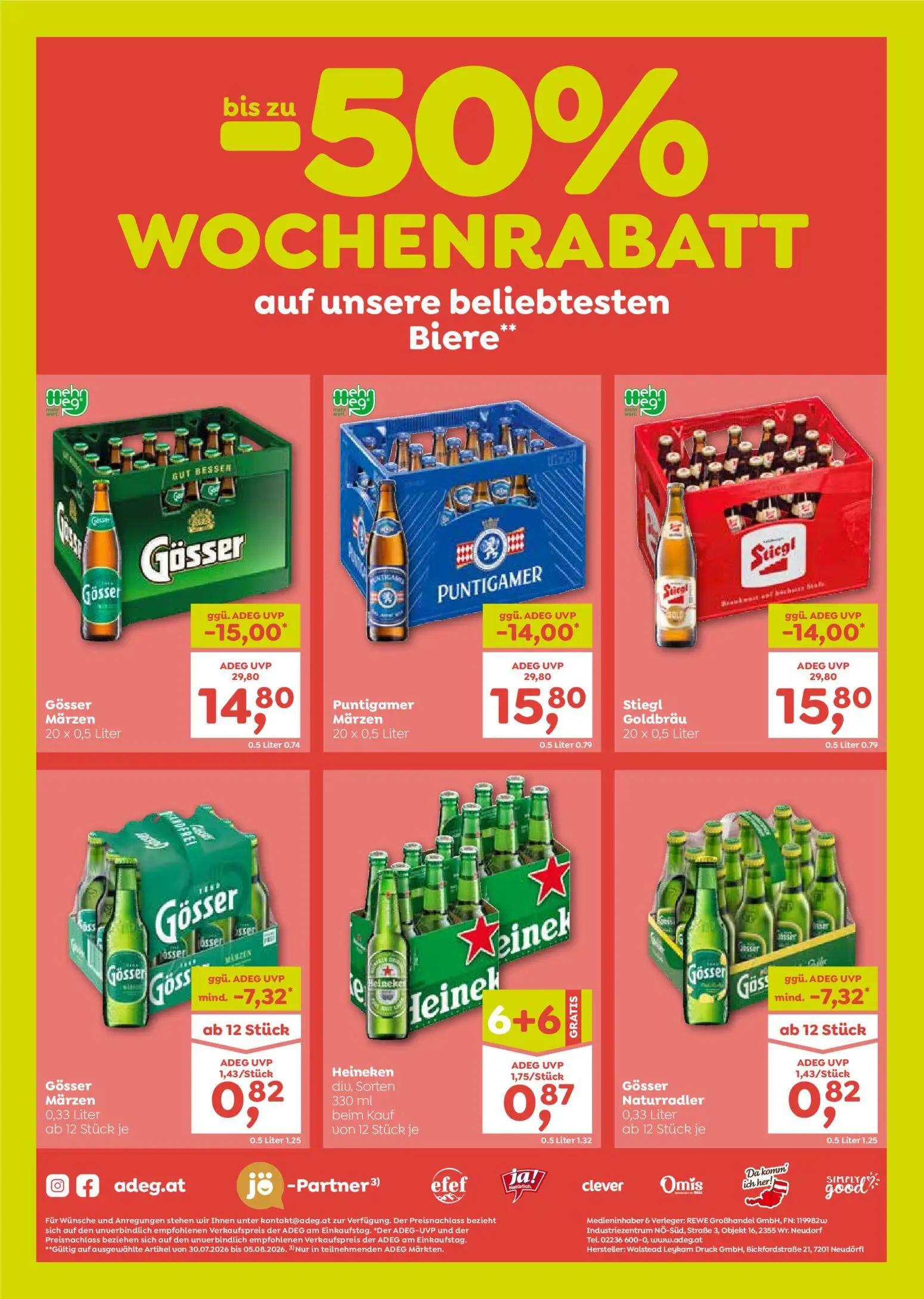 ADEG Prospekt, Seite 8 von 8 — Gösser Märzen, Puntigamer Märzen, Stiegl Goldbräu