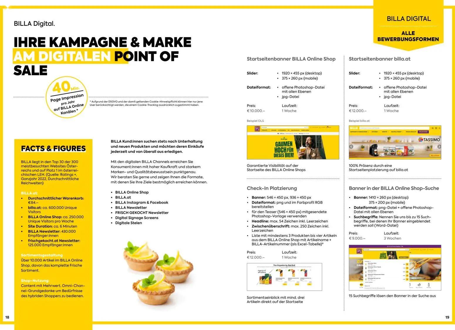 Billa Prospekt, Seite 10 von 17 — Startseitenbanner BILLA Online Shop, Startseitenbanner billa.at, Check-In Platzierung