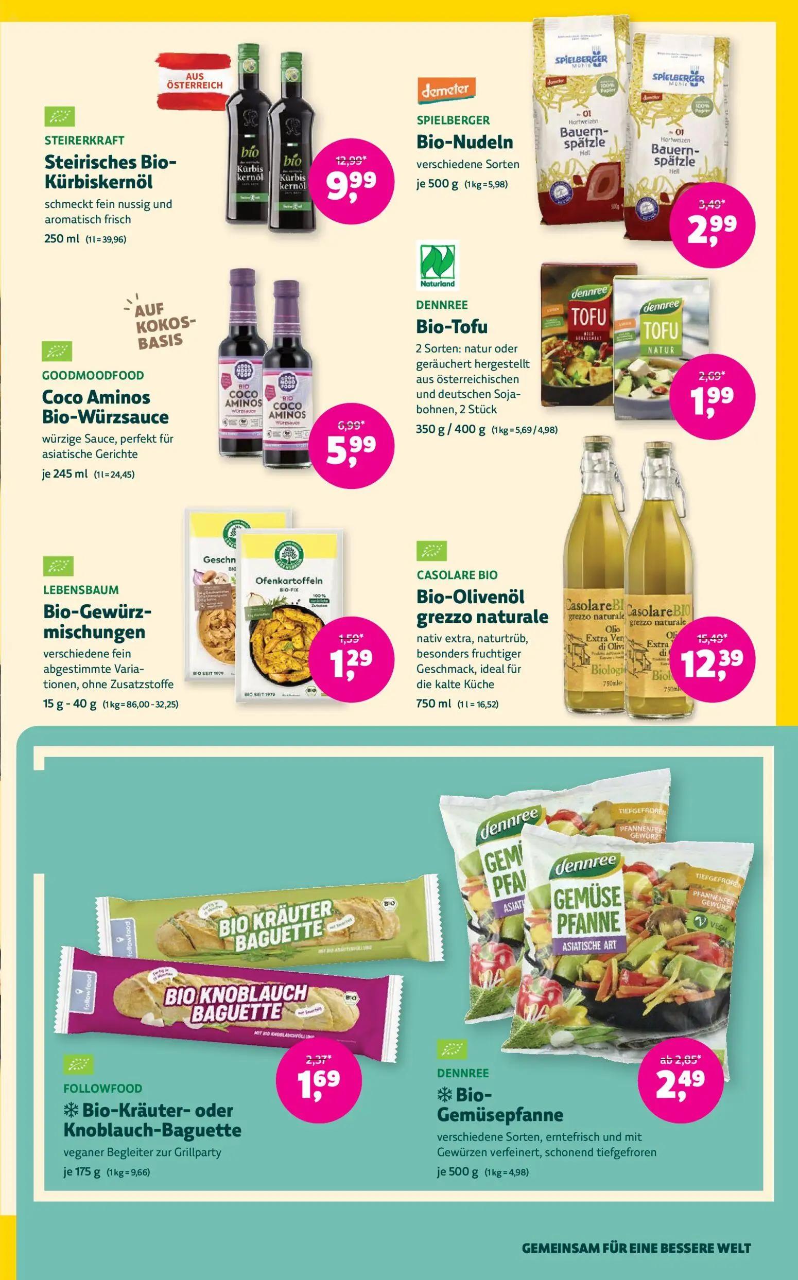 Denns BioMarkt Prospekt, Seite 9 von 14 — Bio-Olivenöl grezzo naturale, Steirisches Bio-Kürbiskernöl, Coco Aminos Bio-Würzsa…