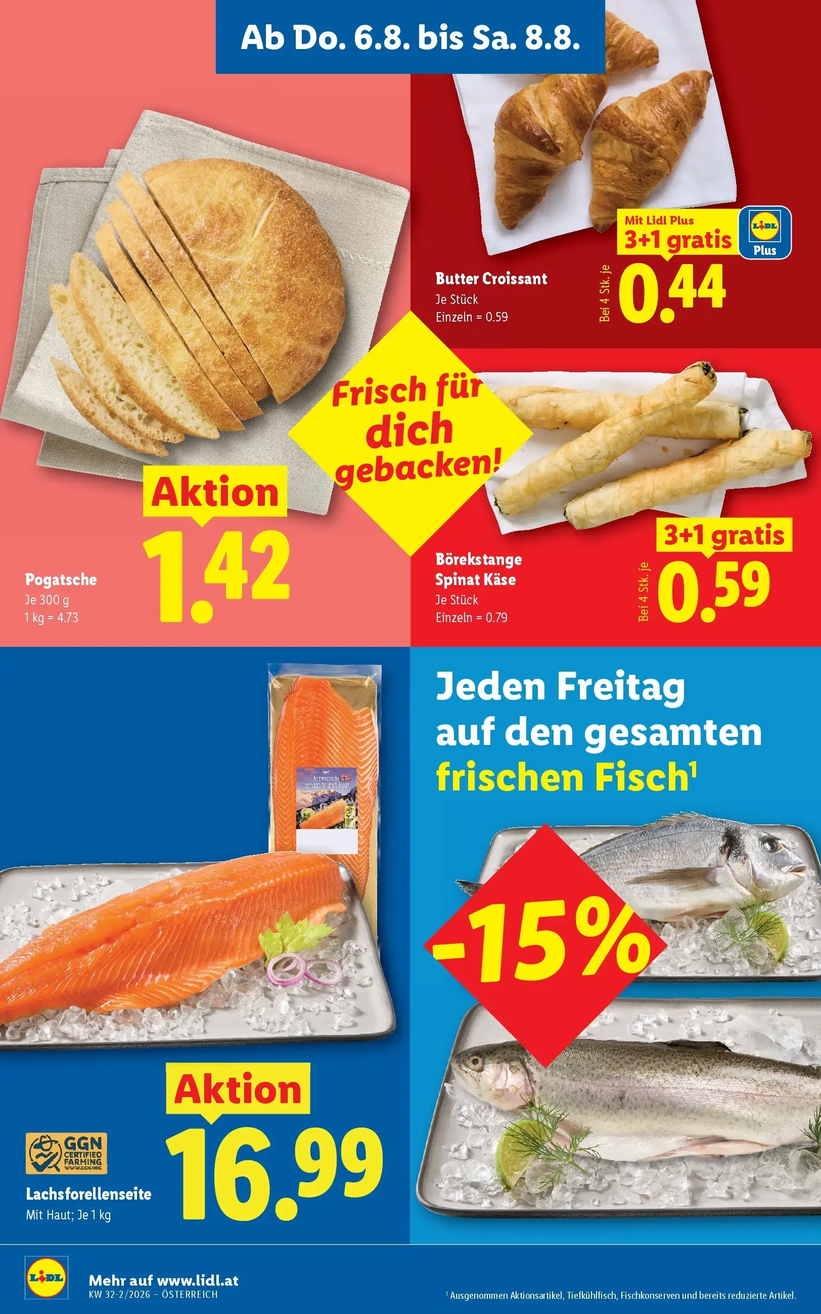 Lidl Prospekt, Seite 8 von 49 — Börekstange Spinat Käse, Butter Croissant, Pogatsche