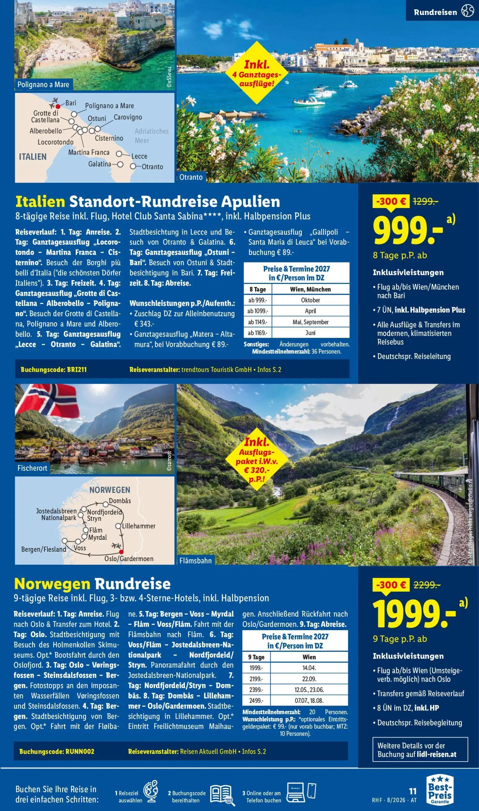 Lidl Prospekt, Seite 11 von 20 — Italien Standort-Rundreise Apulien, Norwegen Rundreise