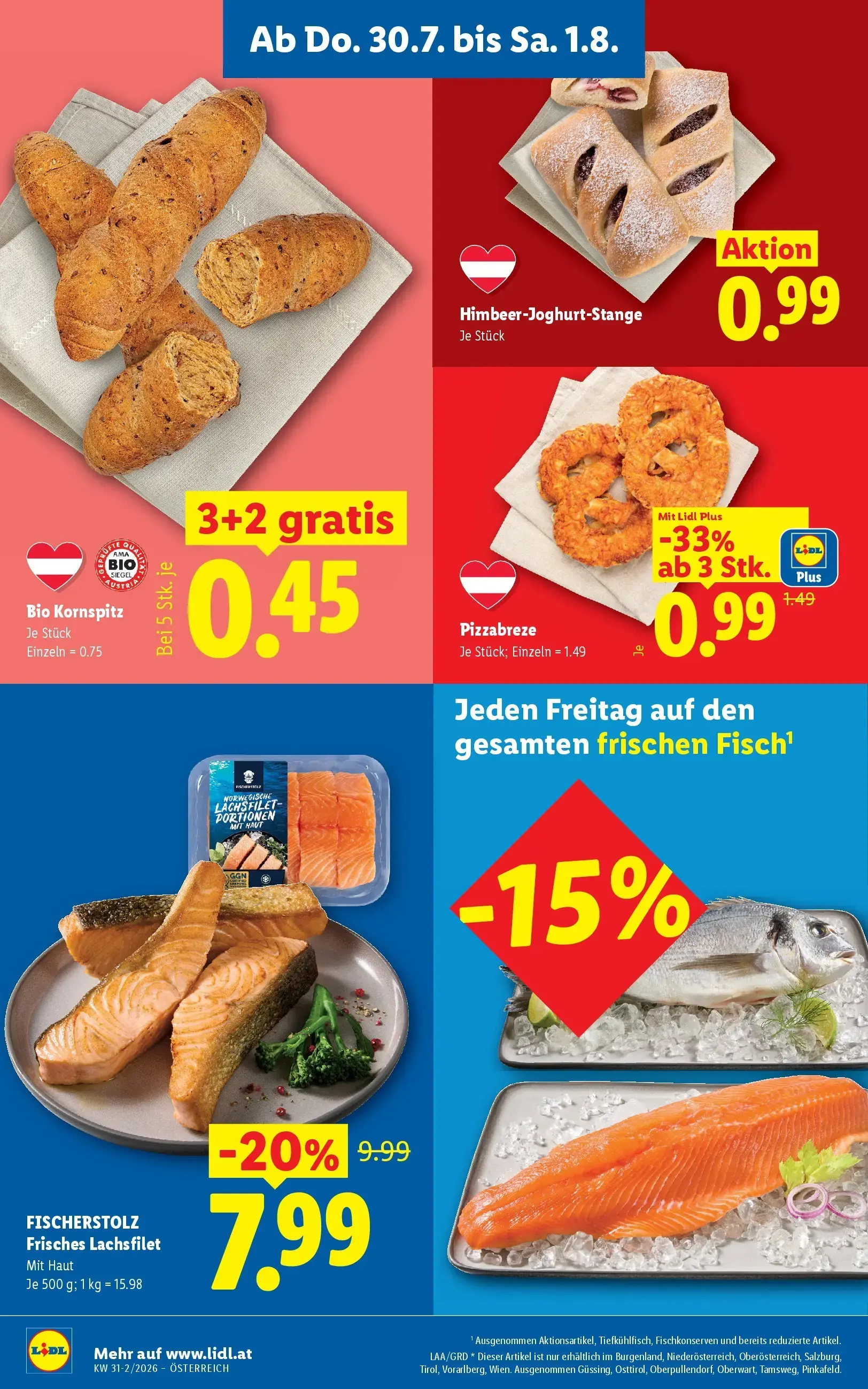 Lidl Prospekt, Seite 8 von 51 — FISCHERSTOLZ Frisches Lachsfilet, Pizzabreze, Bio Kornspitz