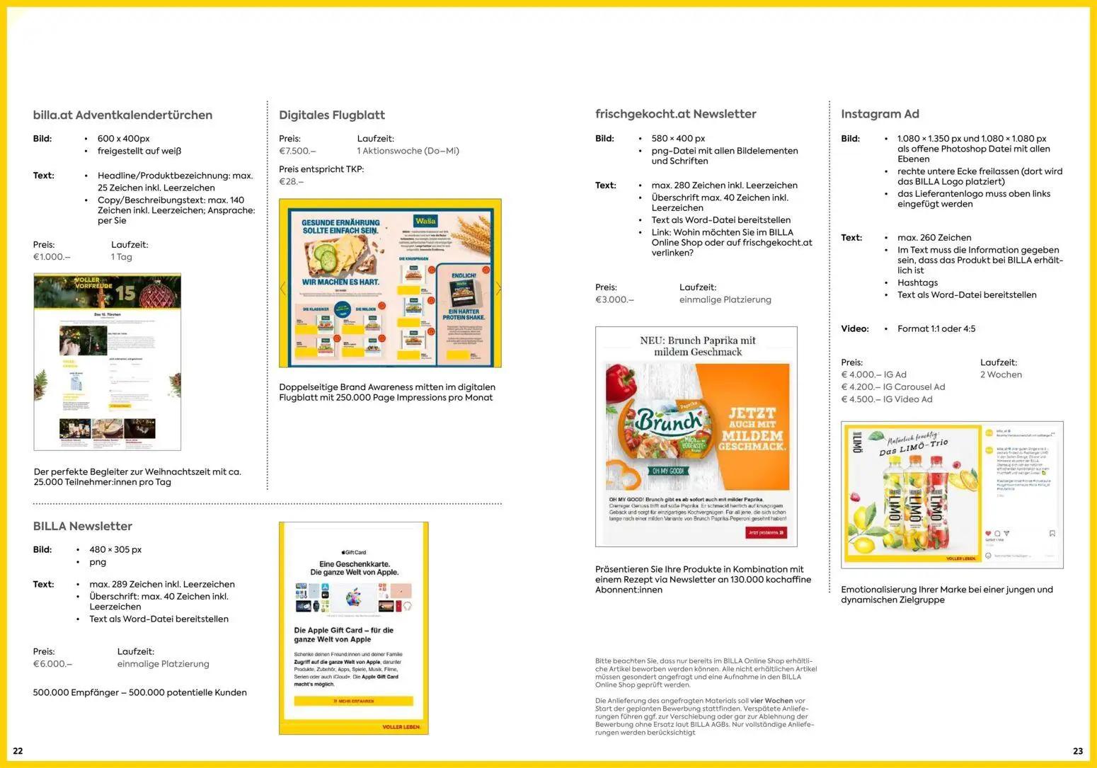 Billa Prospekt, Seite 12 von 17 — Instagram Ad, billa.at Adventkalendertürchen, Digitales Flugblatt