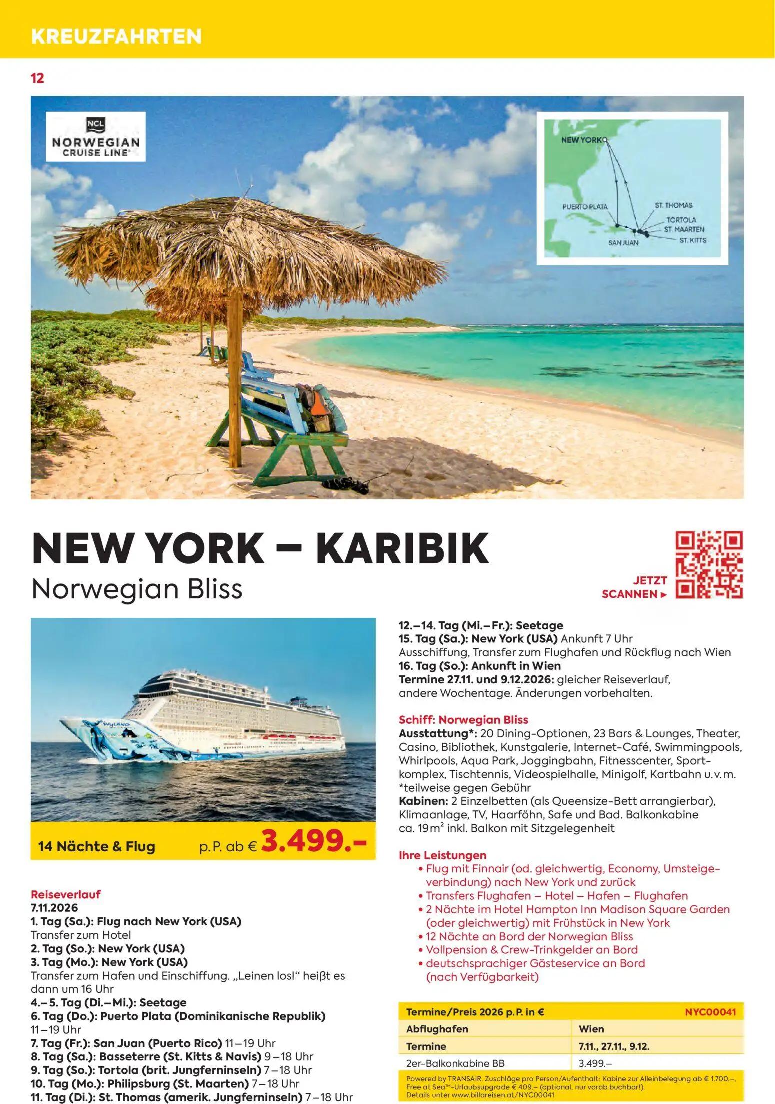 Billa Prospekt, Seite 12 von 16 — NEW YORK - KARIBIK Norwegian Bliss