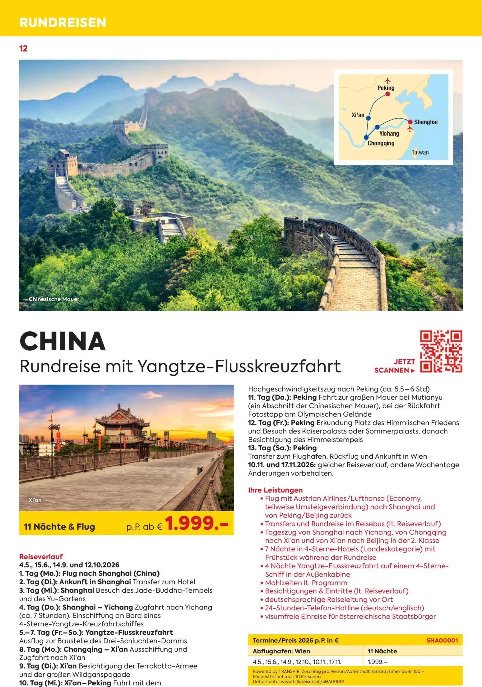 Billa Prospekt, Seite 12 von 16 — Rundreise mit Yangtze-Flusskreuzfahrt