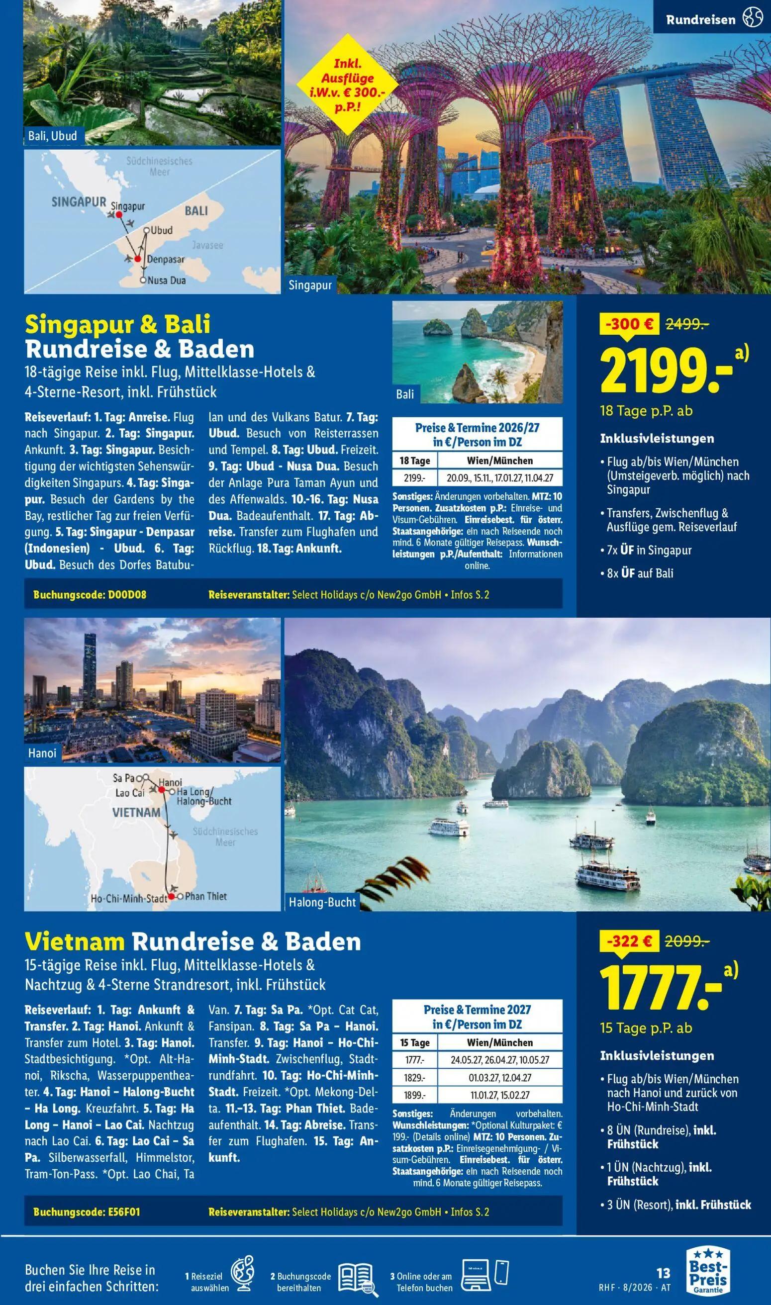 Lidl Prospekt, Seite 13 von 20 — Vietnam Rundreise & Baden, Singapur & Bali Rundreise & Baden