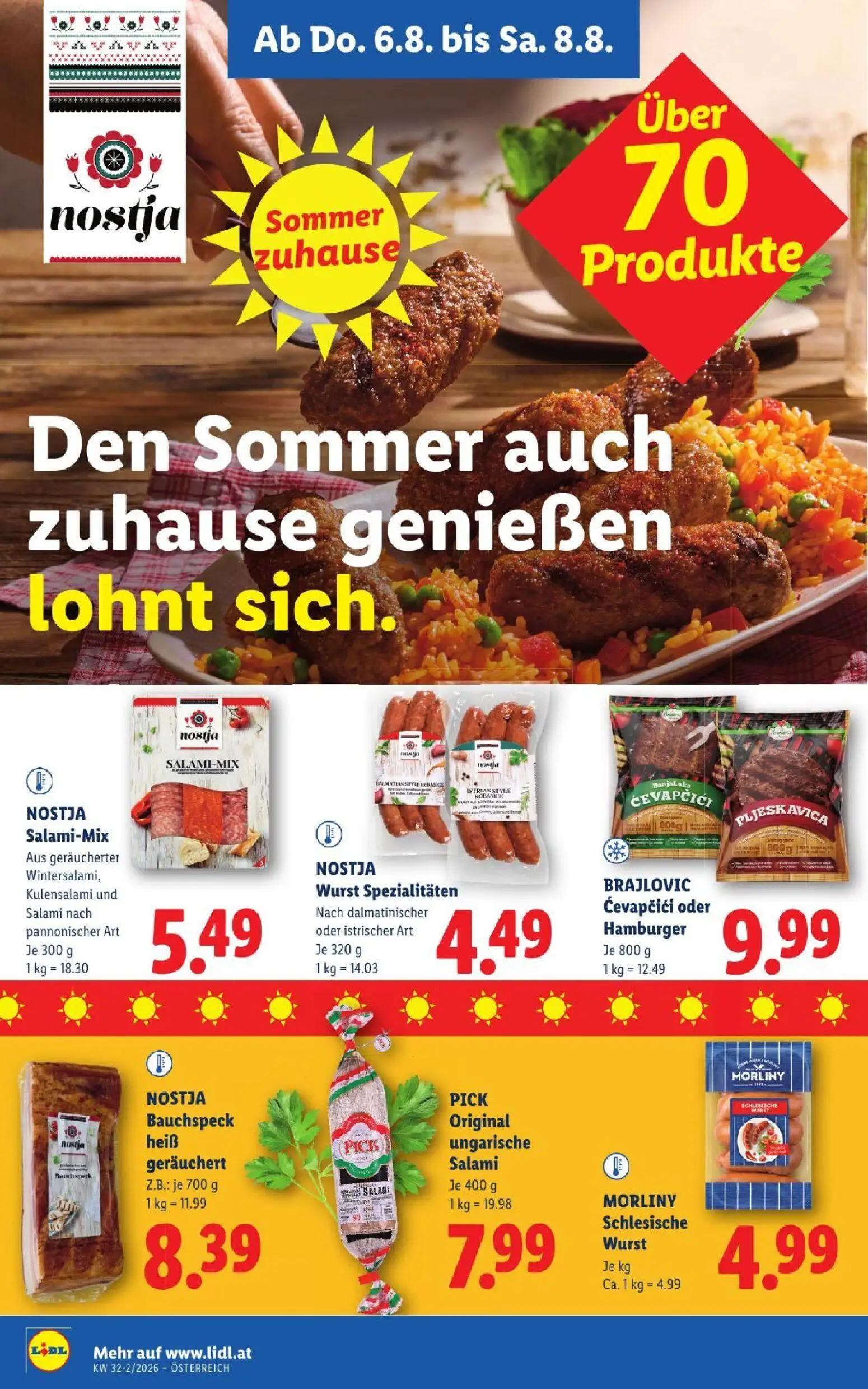 Lidl Prospekt, Seite 14 von 52 — NOSTJA Salami-Mix Aus geräucherter Wintersalami, Kulensalami und Salami nach pannonischer A…