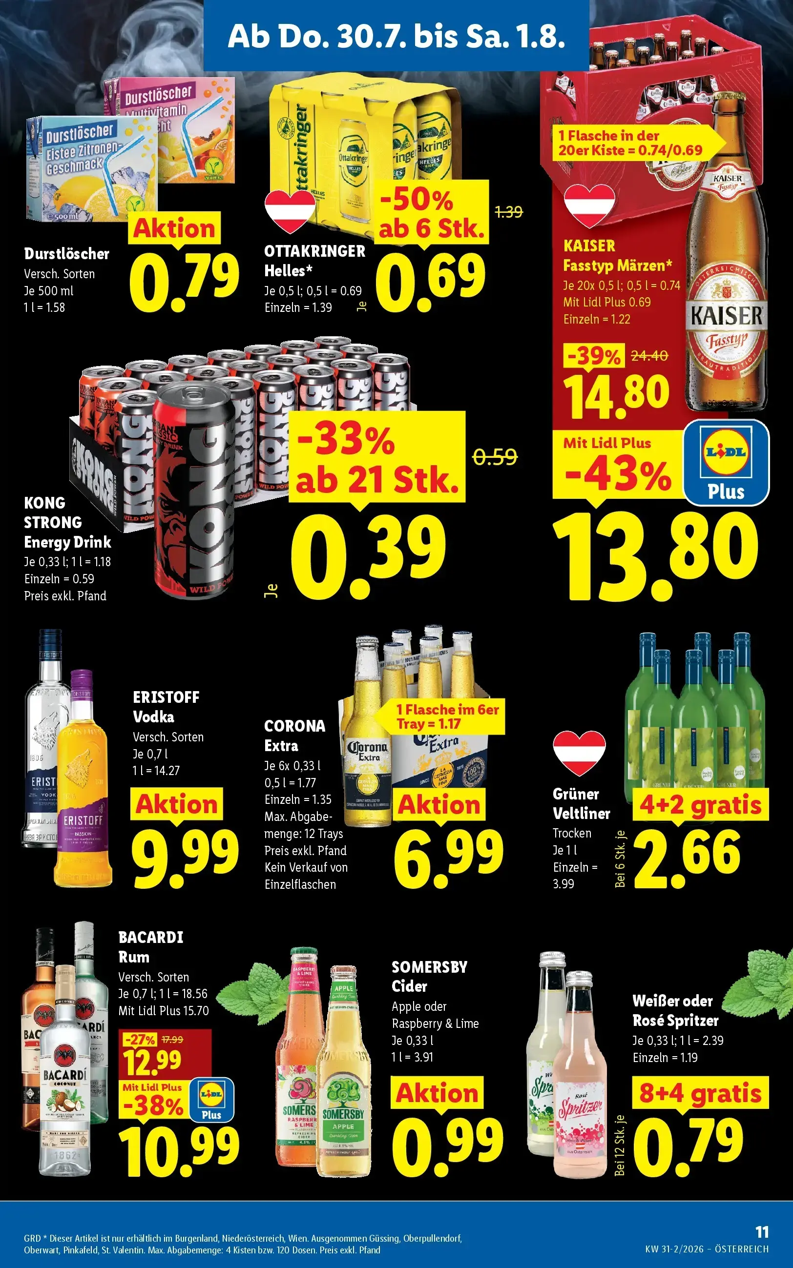 Lidl Prospekt, Seite 13 von 51 — KAISER Fasstyp Märzen, BACARDI Rum, Grüner Veltliner