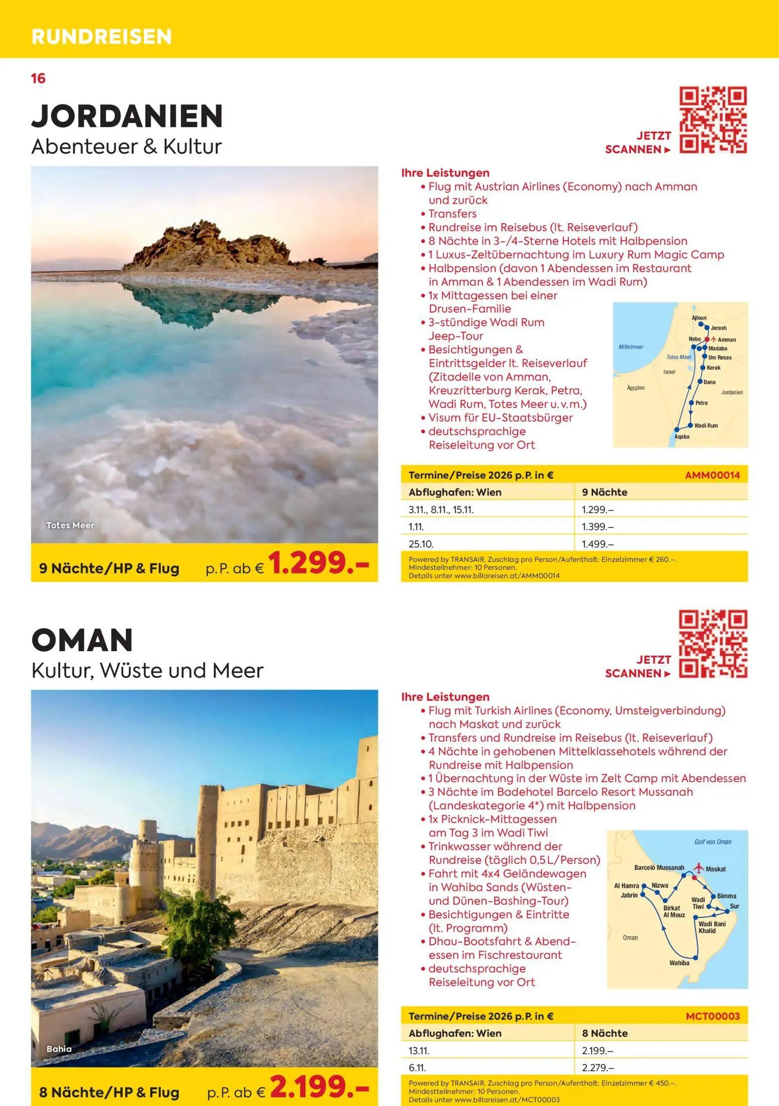 Billa Prospekt, Seite 16 von 24 — 9 Nächte, 8 Nächte, JORDANIEN Abenteuer & Kultur