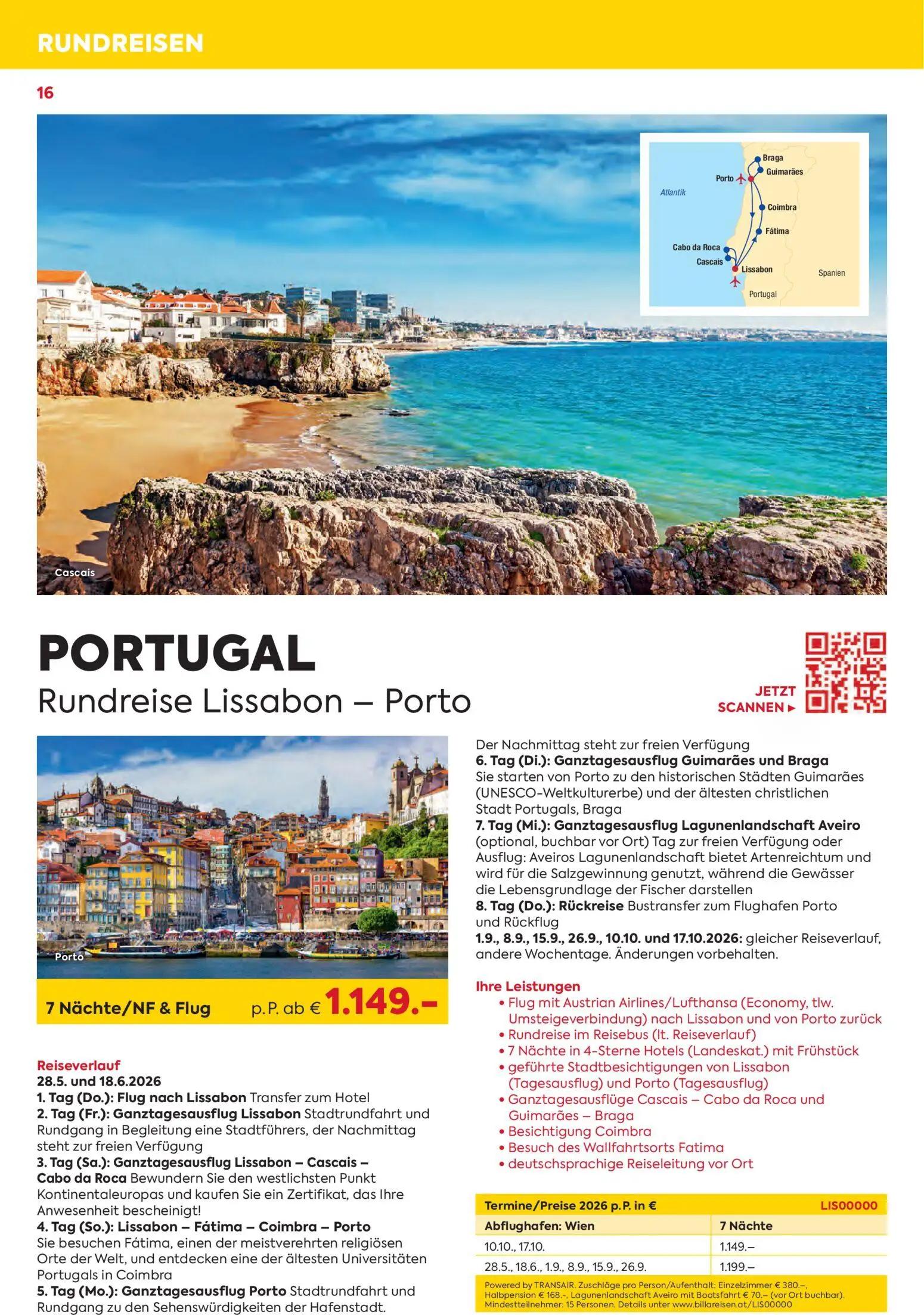 Billa Prospekt, Seite 16 von 16 — Rundreise Lissabon - Porto