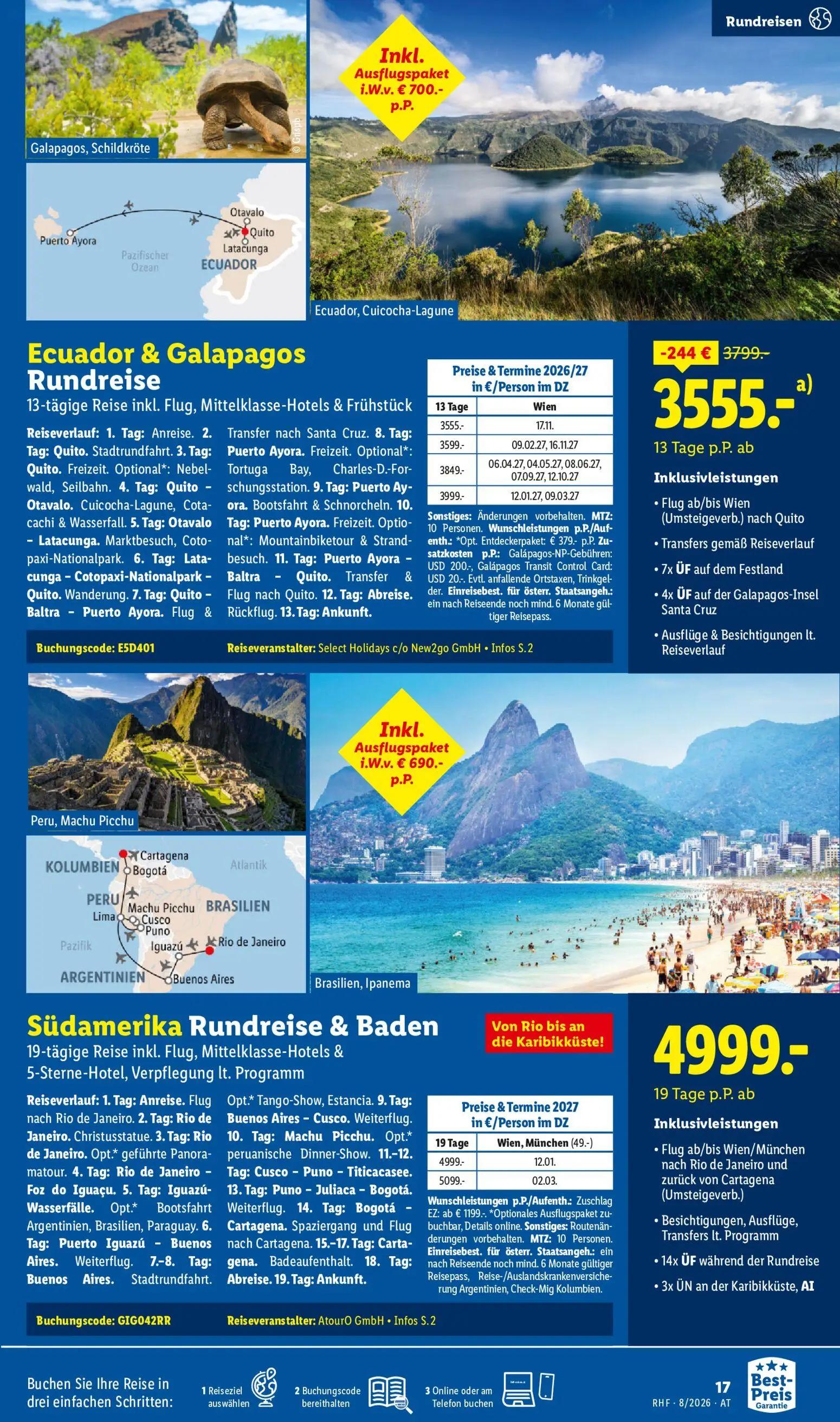 Lidl Prospekt, Seite 17 von 20 — Ecuador & Galapagos Rundreise, Südamerika Rundreise & Baden