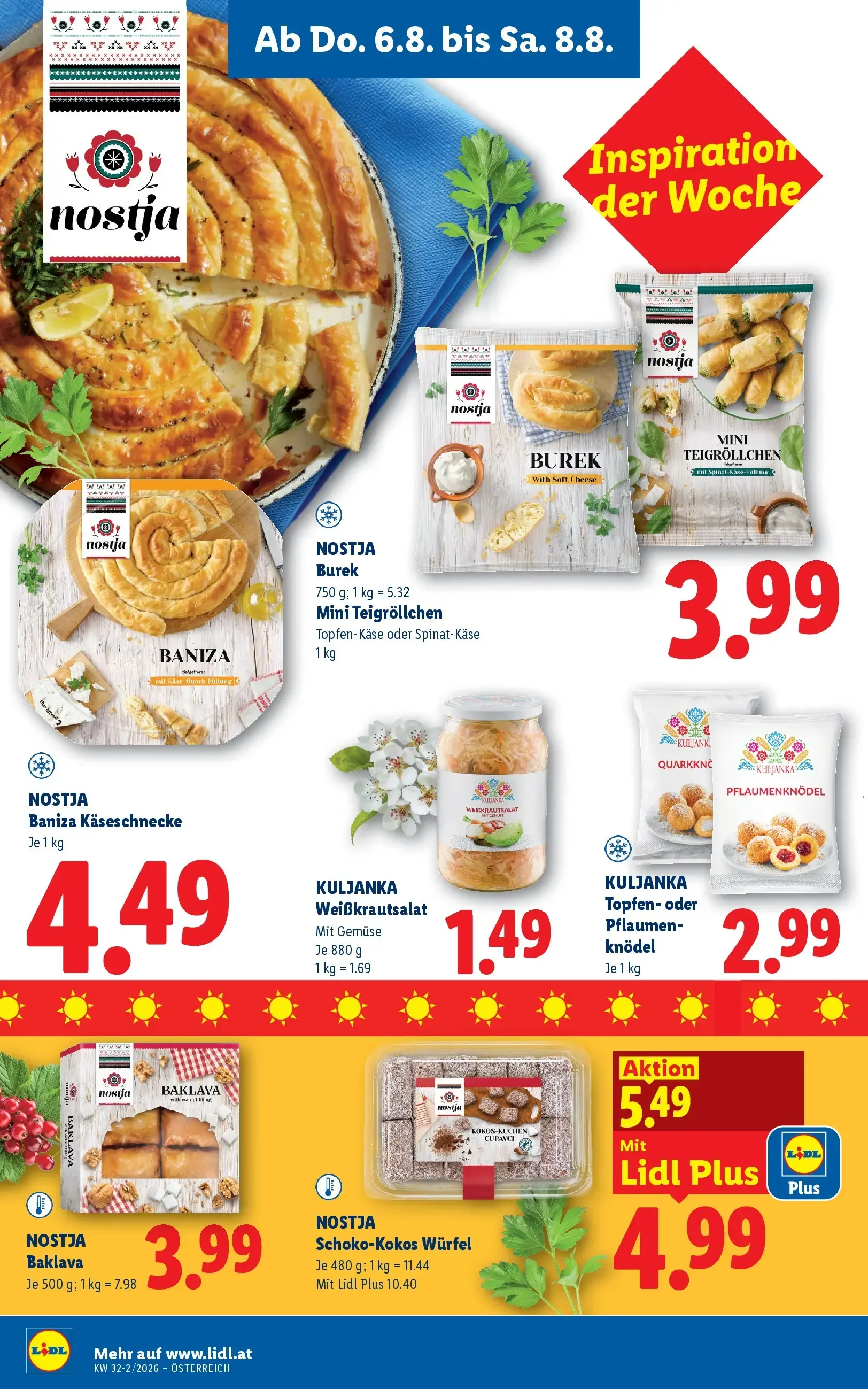 Lidl Prospekt, Seite 16 von 49 — Schoko-Kokos Würfel, Burek, Mini Teigröllchen