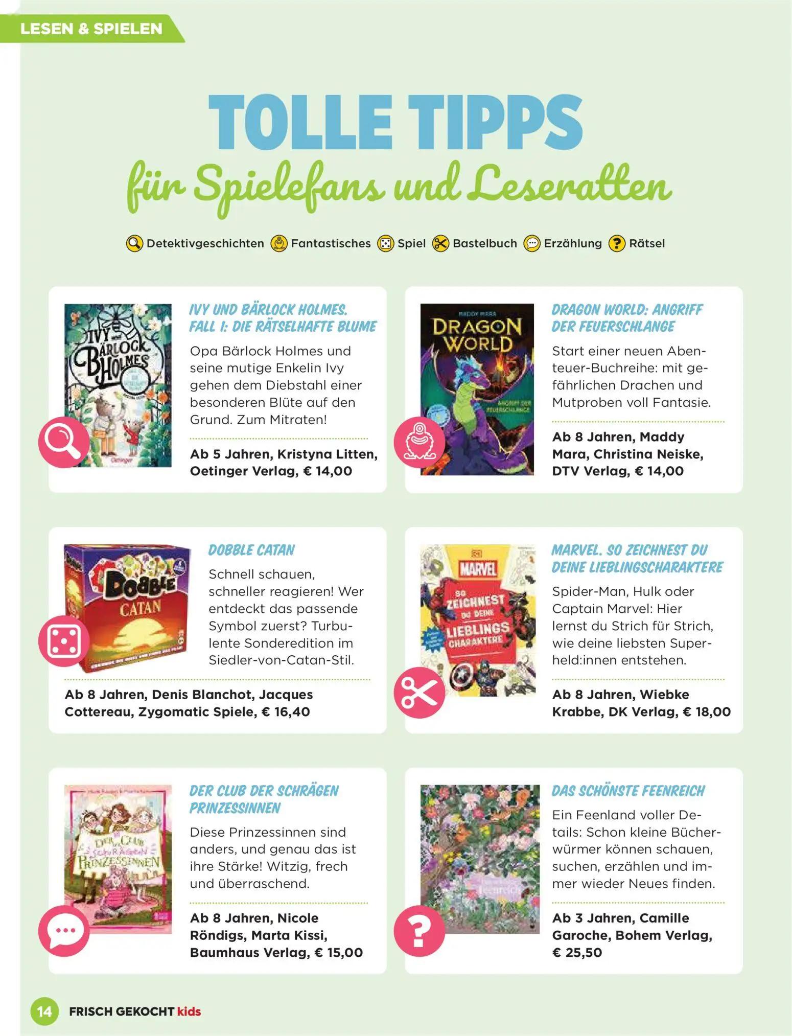 Billa Prospekt, Seite 14 von 44 — IVY UND BÄRLOCK HOLMES. FALL 1: DIE RÄTSELHAFTE BLUME, DRAGON WORLD: ANGRIFF DER FEUERSCHL…