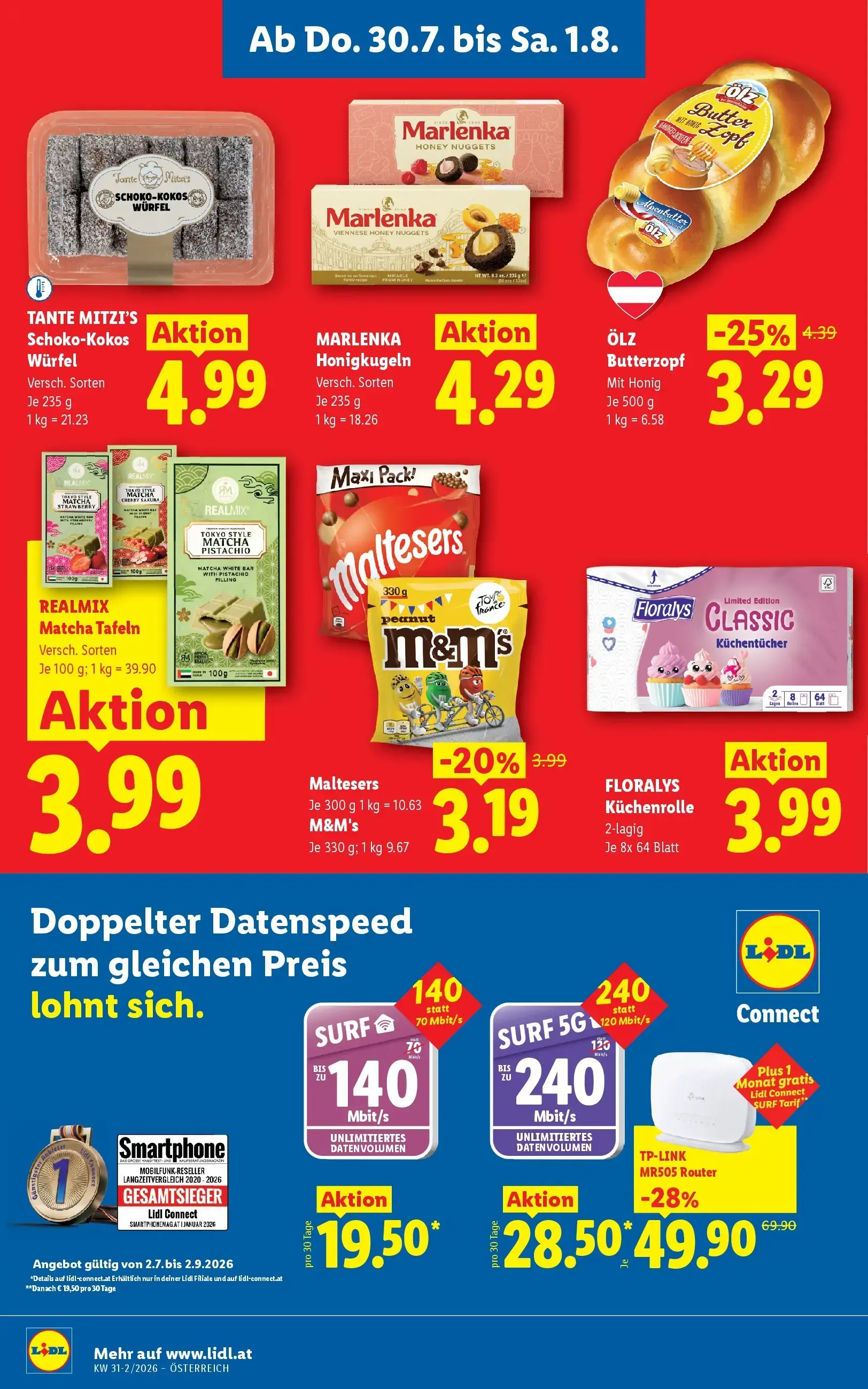 Lidl Prospekt, Seite 16 von 51 — TP-LINK MR505 Router, ÖLZ Butterzopf, Maltesers