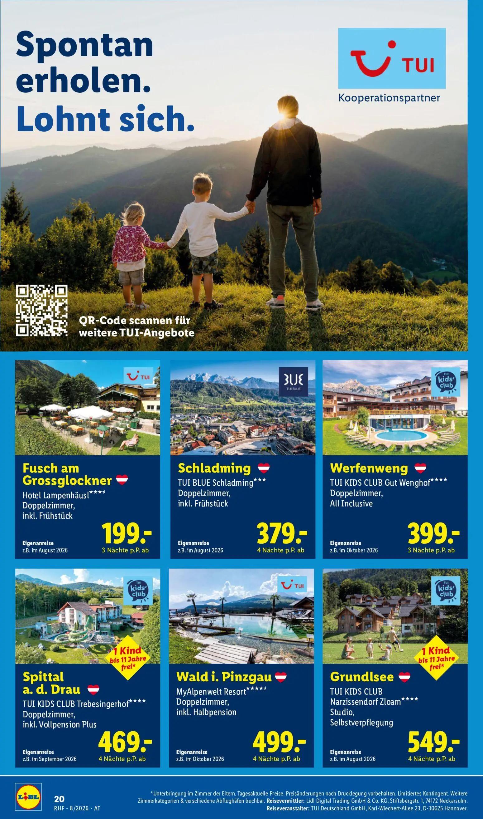 Lidl Prospekt, Seite 20 von 20 — Fusch am Grossglockner Hotel Lampenhäusl****, Schladming TUI BLUE Schladming***, Werfenweng…